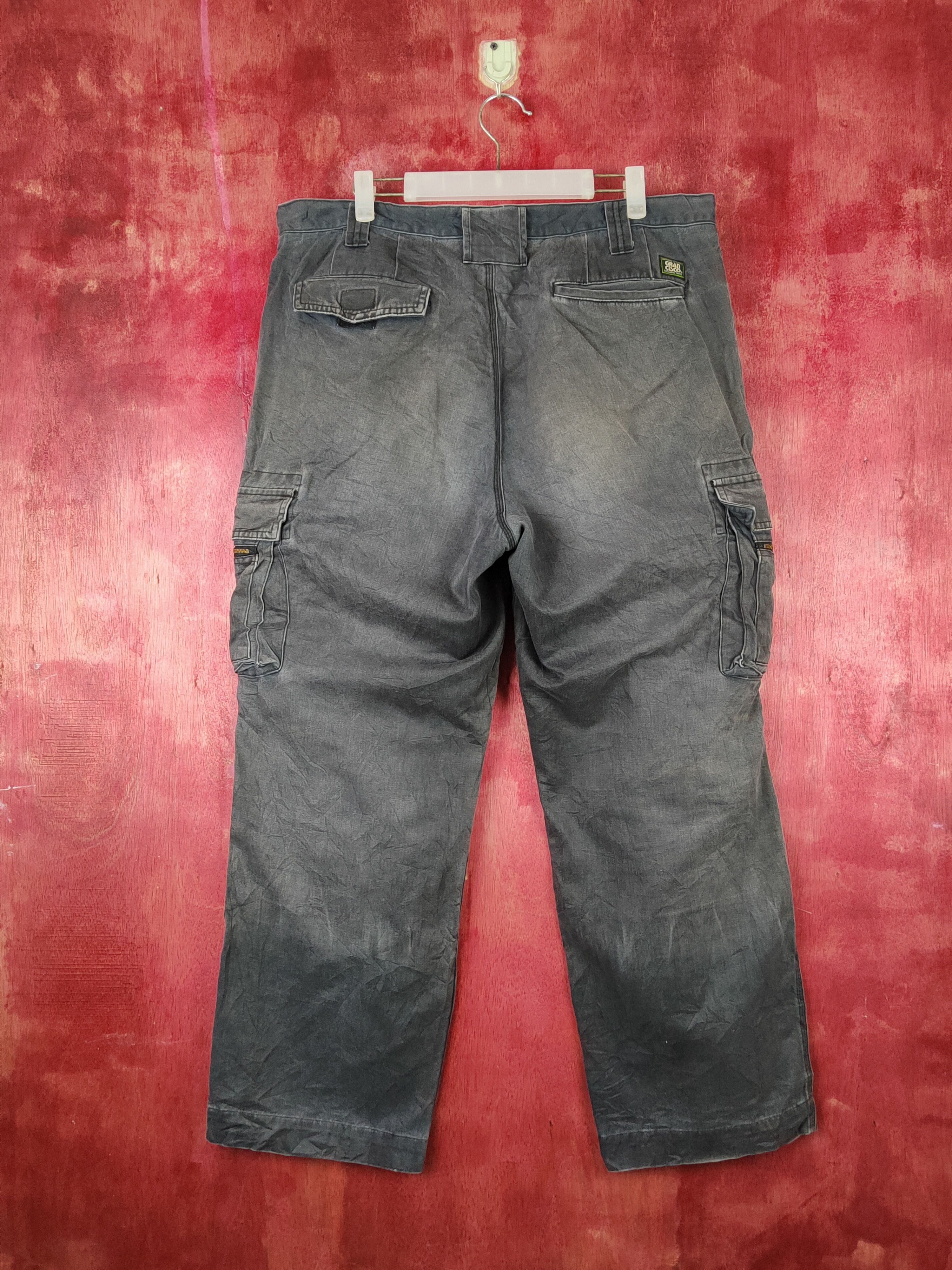 Grancisco Dark Blue Faded Multipocket Cargo Pants #S1441