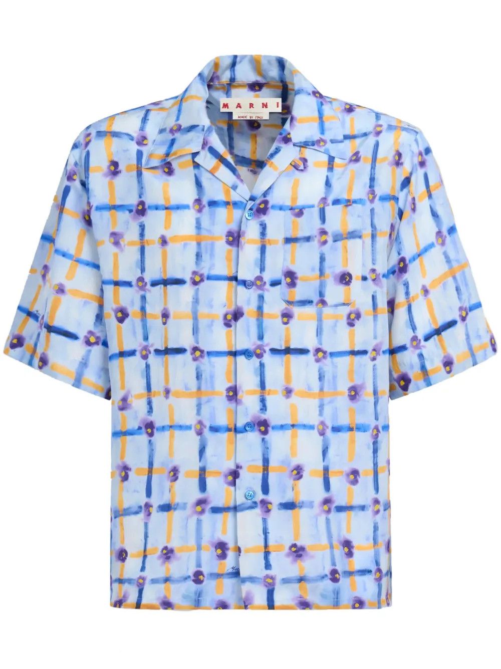 Marni oc11z0525 Graphic-Print Silk Shirt in Multicolor Size US M / EU 48-50 / 2 - 1 Thumbnail