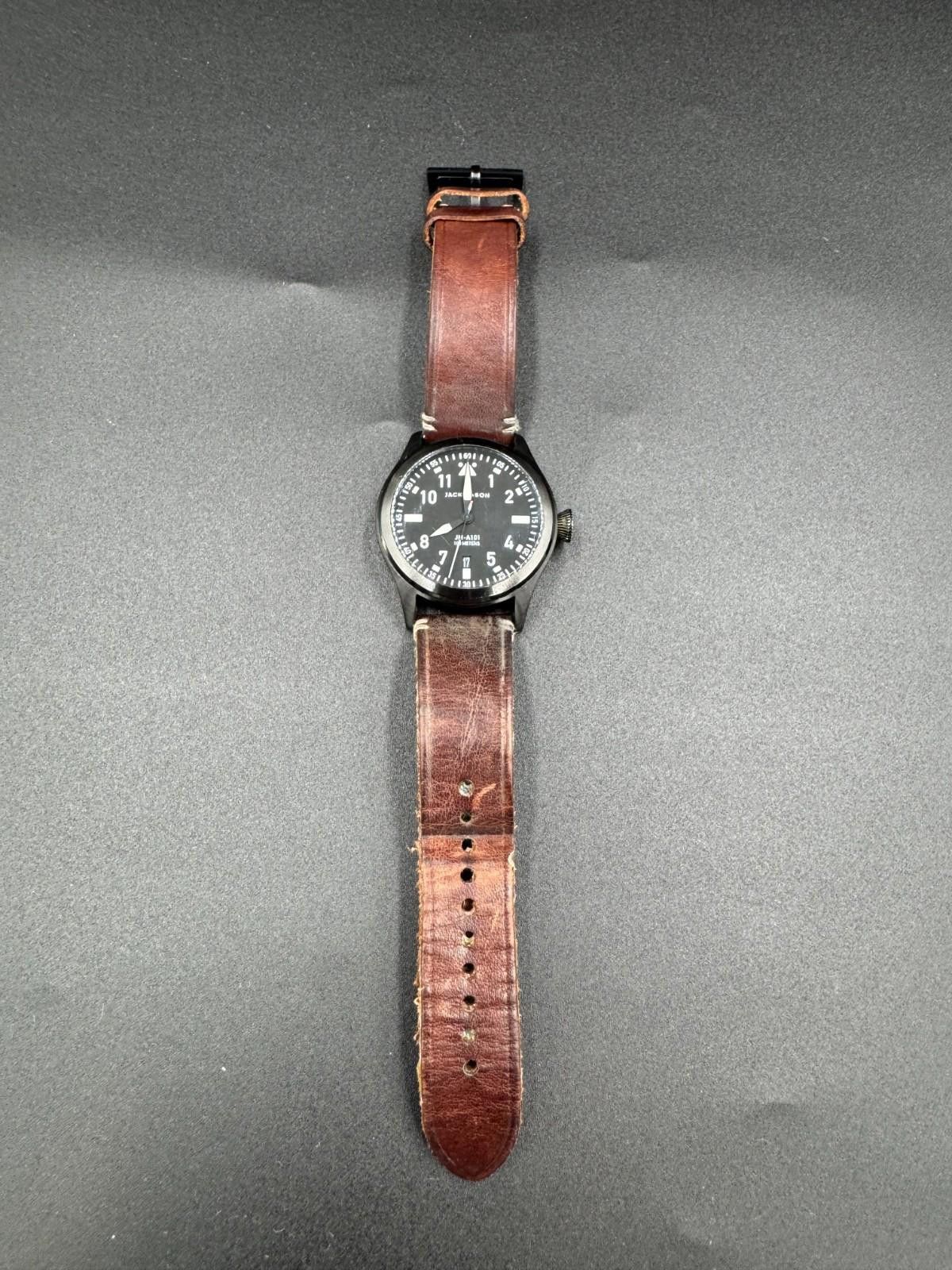 Other Jack Mason JM-A101 Aviation Black PVD Pilot Watch Leather St Size ONE SIZE - 7 Thumbnail