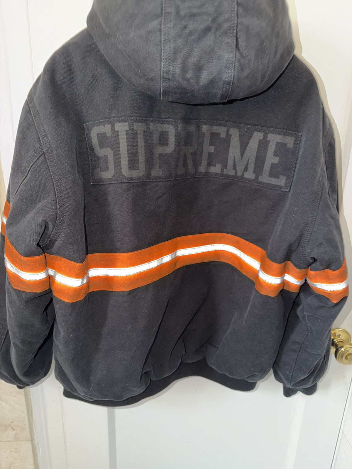 Supreme Supreme reflective stripe hooded work jacket Size US M / EU 48-50 / 2 - 3 Thumbnail