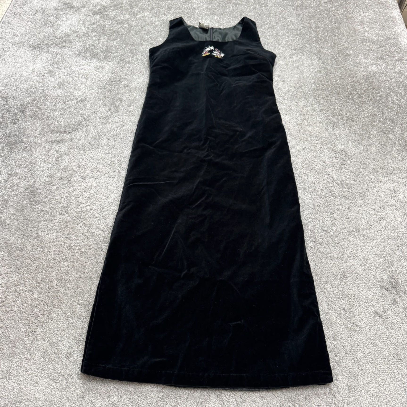 Disney VINTAGE Disney Mickey Minnie Mouse Velvet Midi Shift Dress Small Black Vest? (No, ensure using only original words) Size S / US 4 / IT 40 - 2 Thumbnail