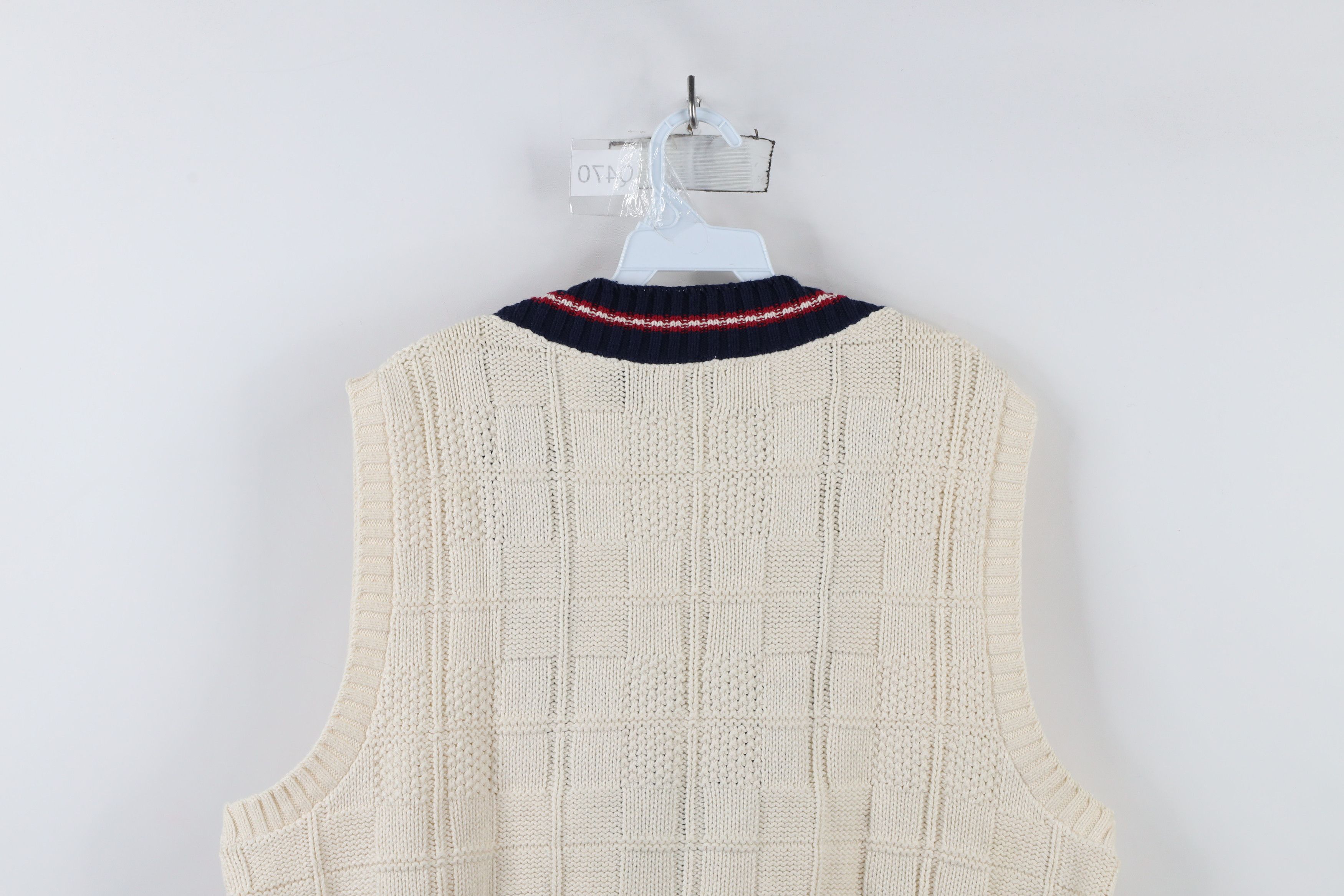 Lands' End × Vintage Vintage 90s Lands End Cotton Knit V-Neck Sweater Vest USA Size US L / EU 52-54 / 3 - 8 Thumbnail