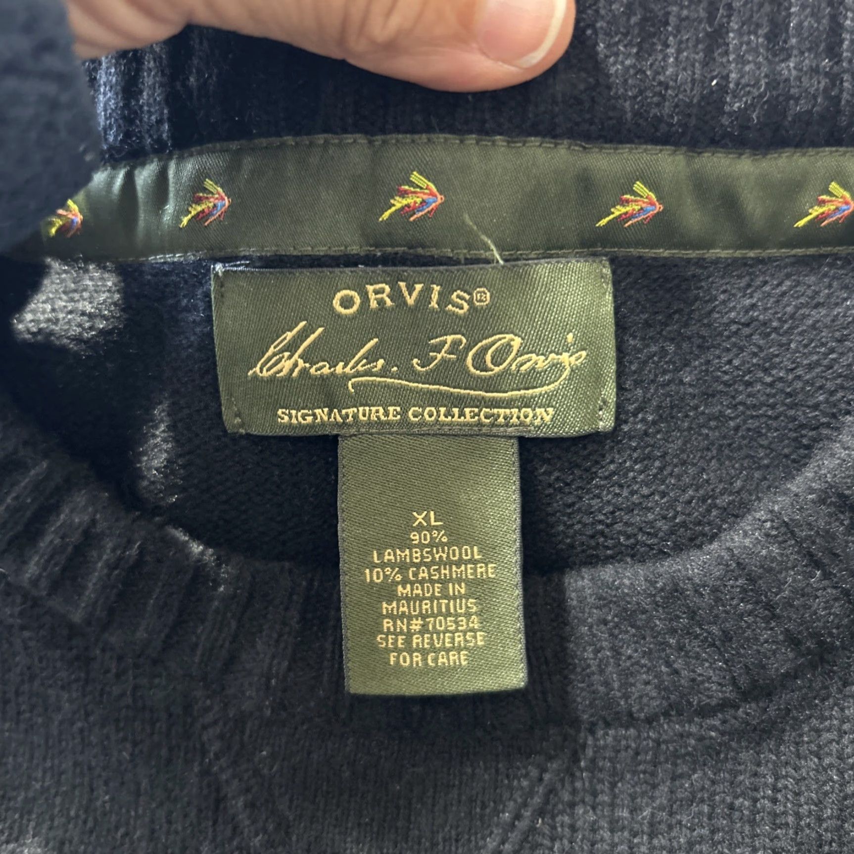 Orvis ORVIS Men’s 90% Lambswool 10% Cashmere Crew Neck Black Sweater XL Pullover Knit Sportswear Classic Casual All Seasons Lightweight Long Sleeve Navy? Size US XL / EU 56 / 4 - 7 Thumbnail
