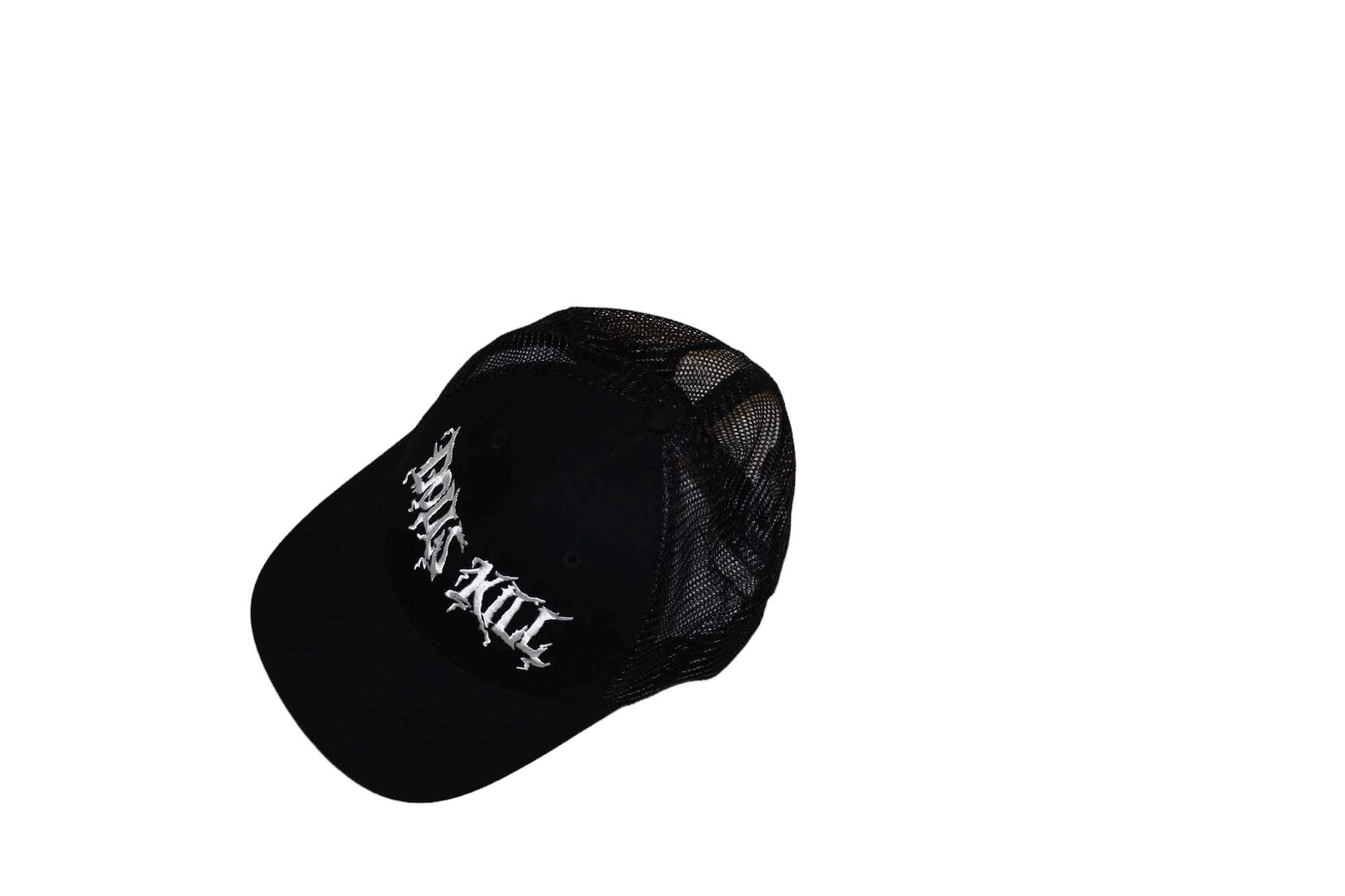 Japanese Brand 🔥 Dolls Kill death metal script logo trucker hat Size ONE SIZE - 4 Thumbnail