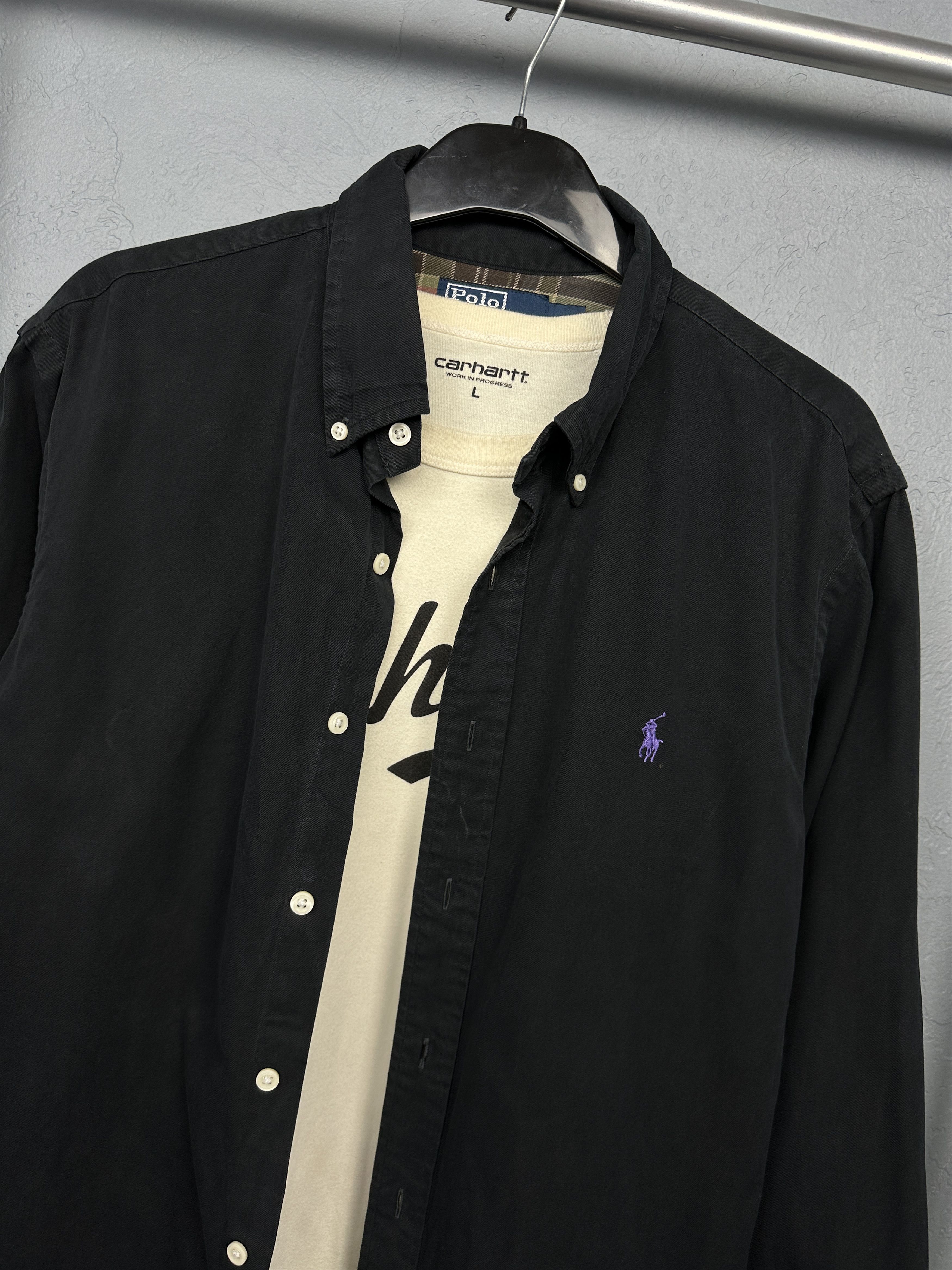 Polo Ralph Lauren Polo Ralph Lauren Vintage Mens Heavy Cotton Black Shirt Size US L / EU 52-54 / 3 - 2 Thumbnail
