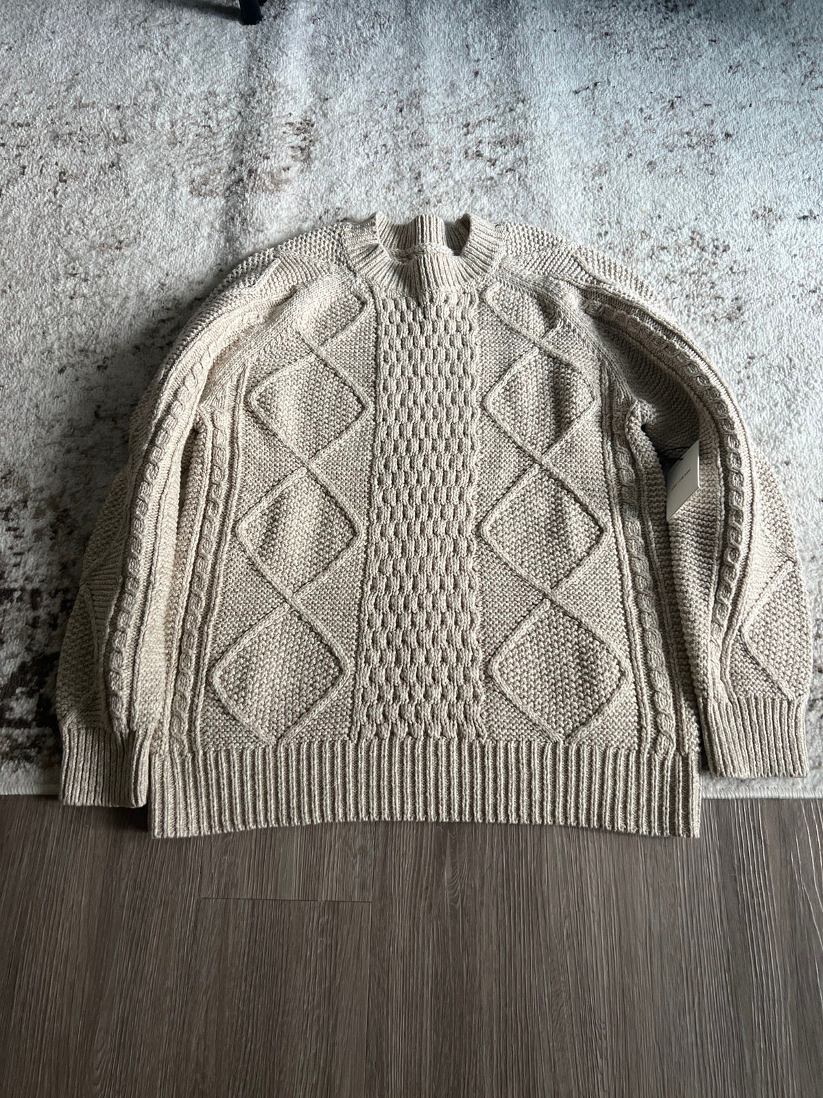 Pre-owned Aimé Leon Dore Oatmeal Fisherman Cable Knit Sweater