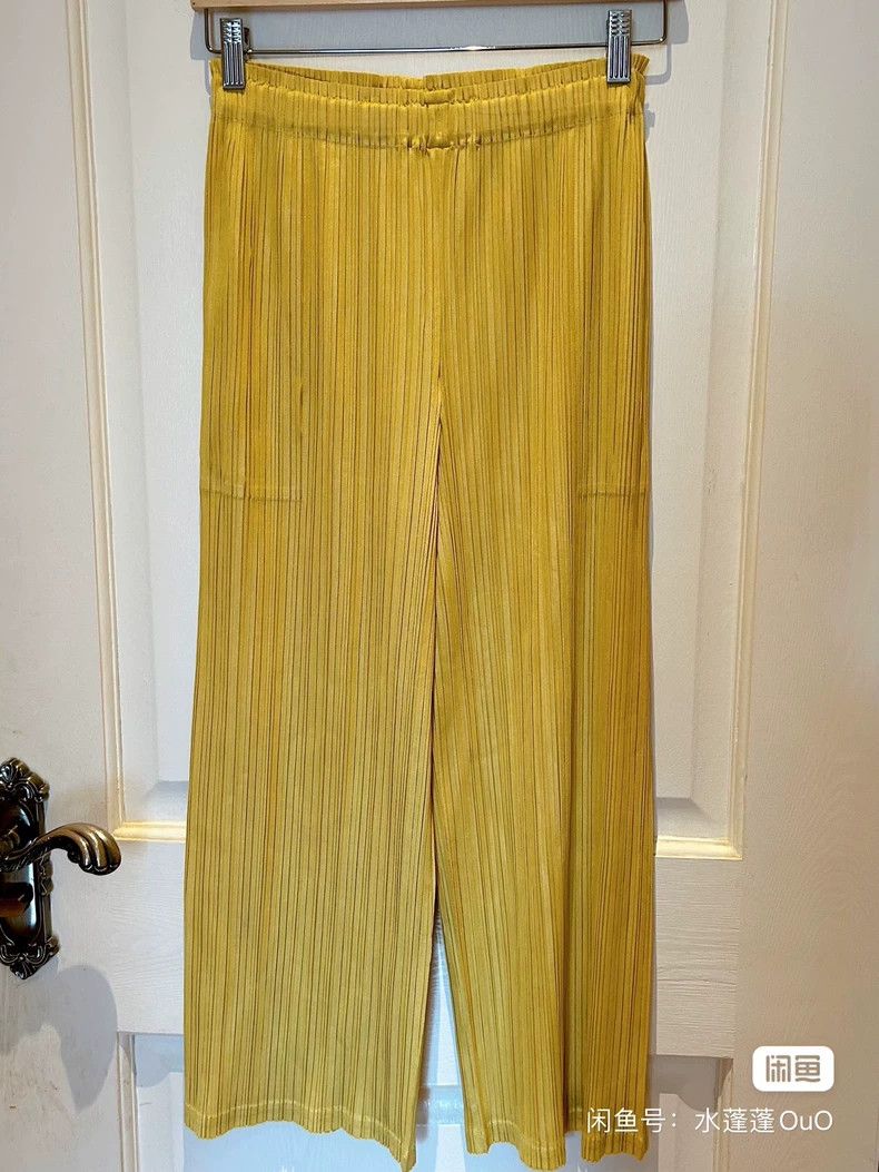 Issey Miyake Issey Miyake size:3 Prosperous yellow pleated long pants Size 22" - 3 Thumbnail