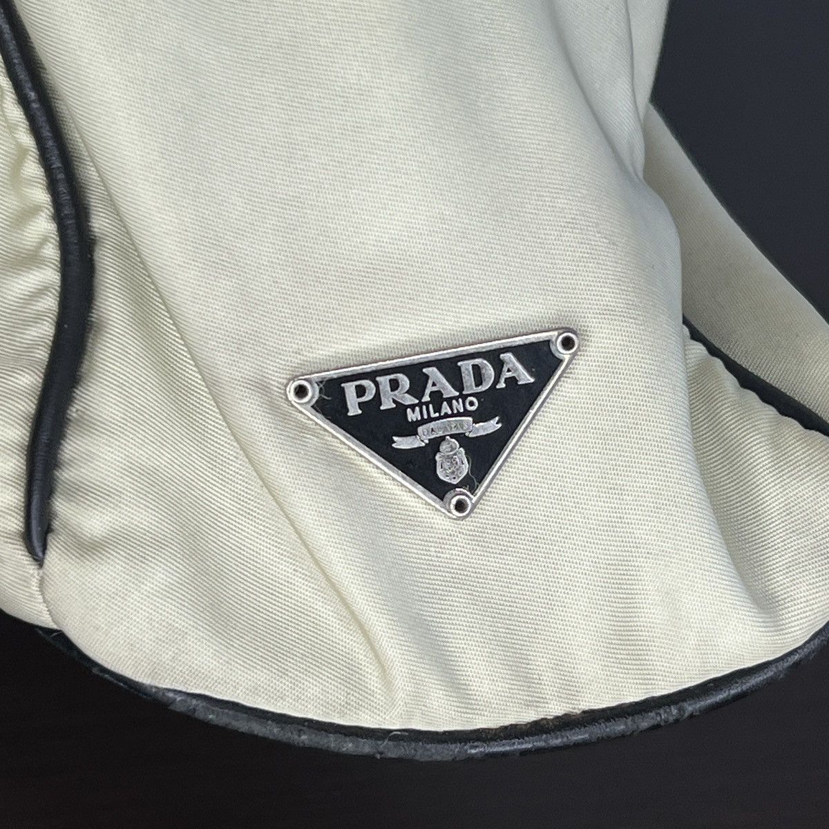 Prada Prada Re-nylon Beige Black Leather Shoulder Tote Bag Logo Size ONE SIZE - 2 Thumbnail