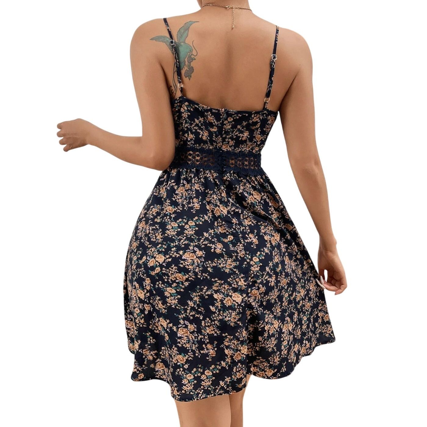 Shein Floral Contrast Lace Cami Dress in Blue, Size S Size S / US 4 / IT 40 - 2 Thumbnail
