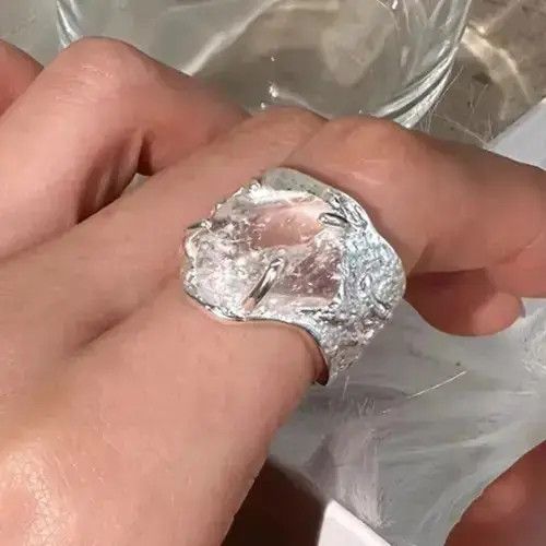Jewelry Ring For Women Big Stone Simple in Silver, Men's
