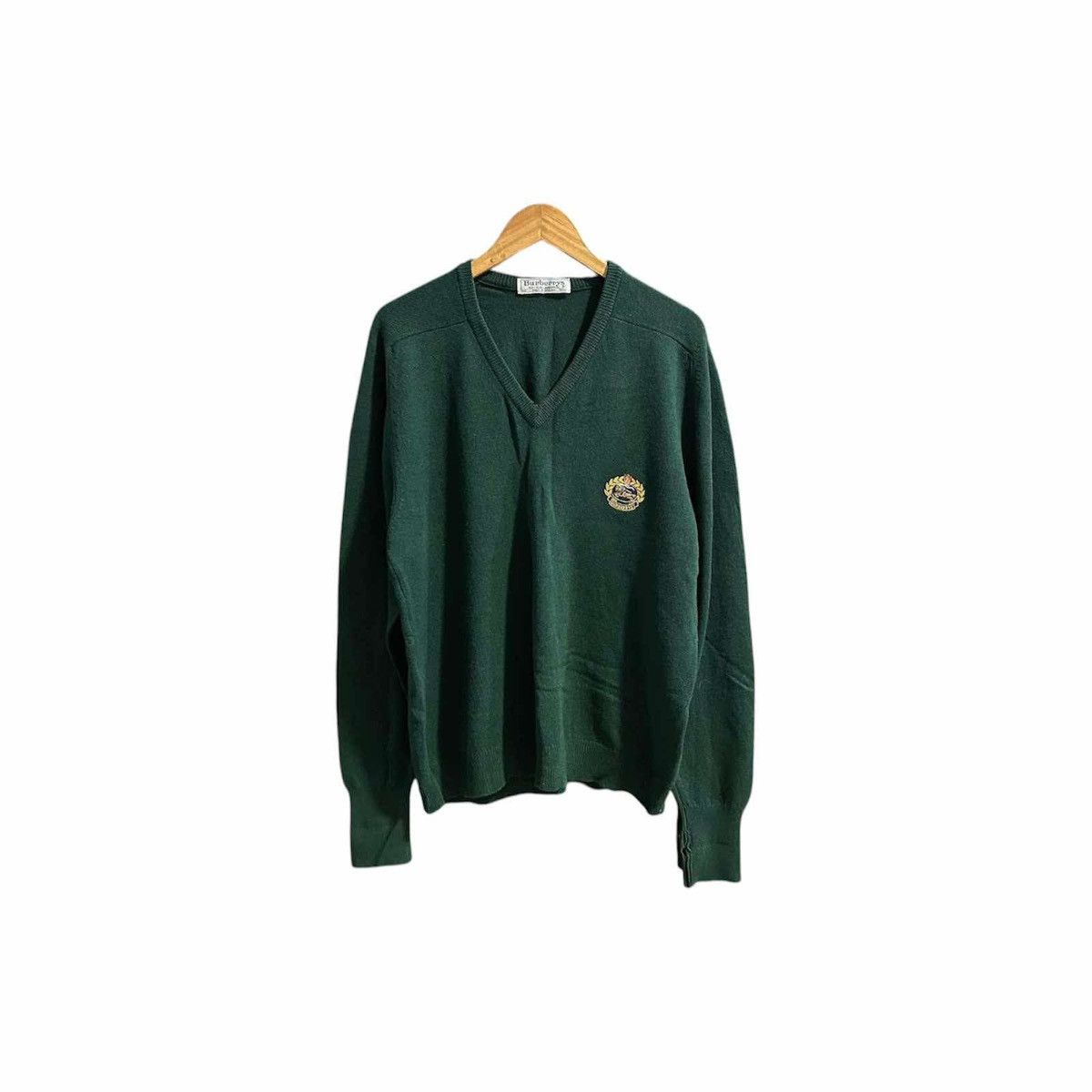 Burberry × Vintage 🔥Vintage Burberrys Lambswool Sweater Forest Green Size US XL / EU 56 / 4 - 1 Thumbnail