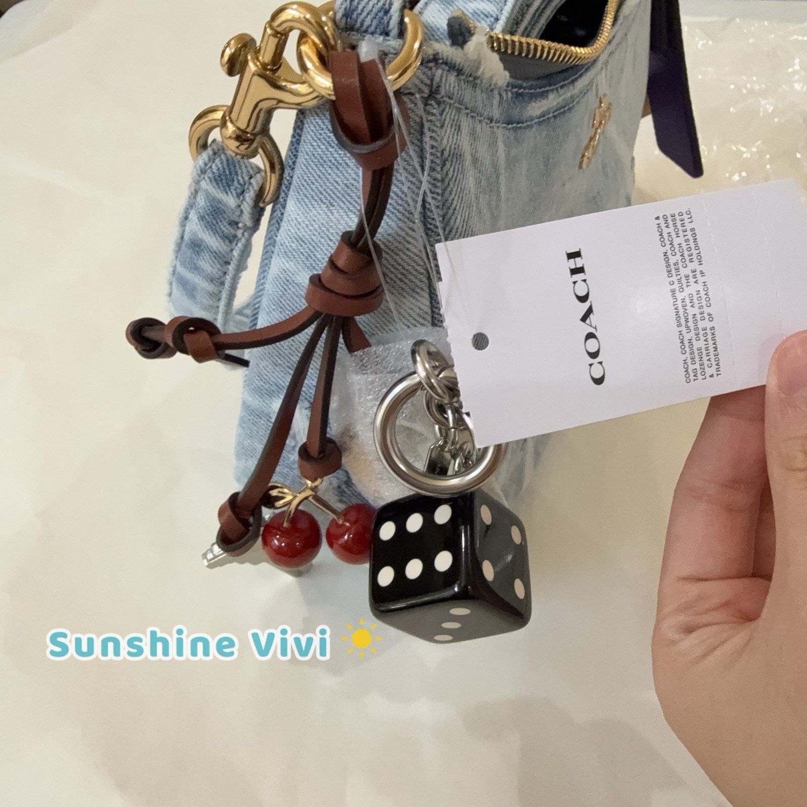 Coach NWT COACH CDY76 Teri Shoulder Bag Loved Denim Charms Size ONE SIZE - 5 Thumbnail