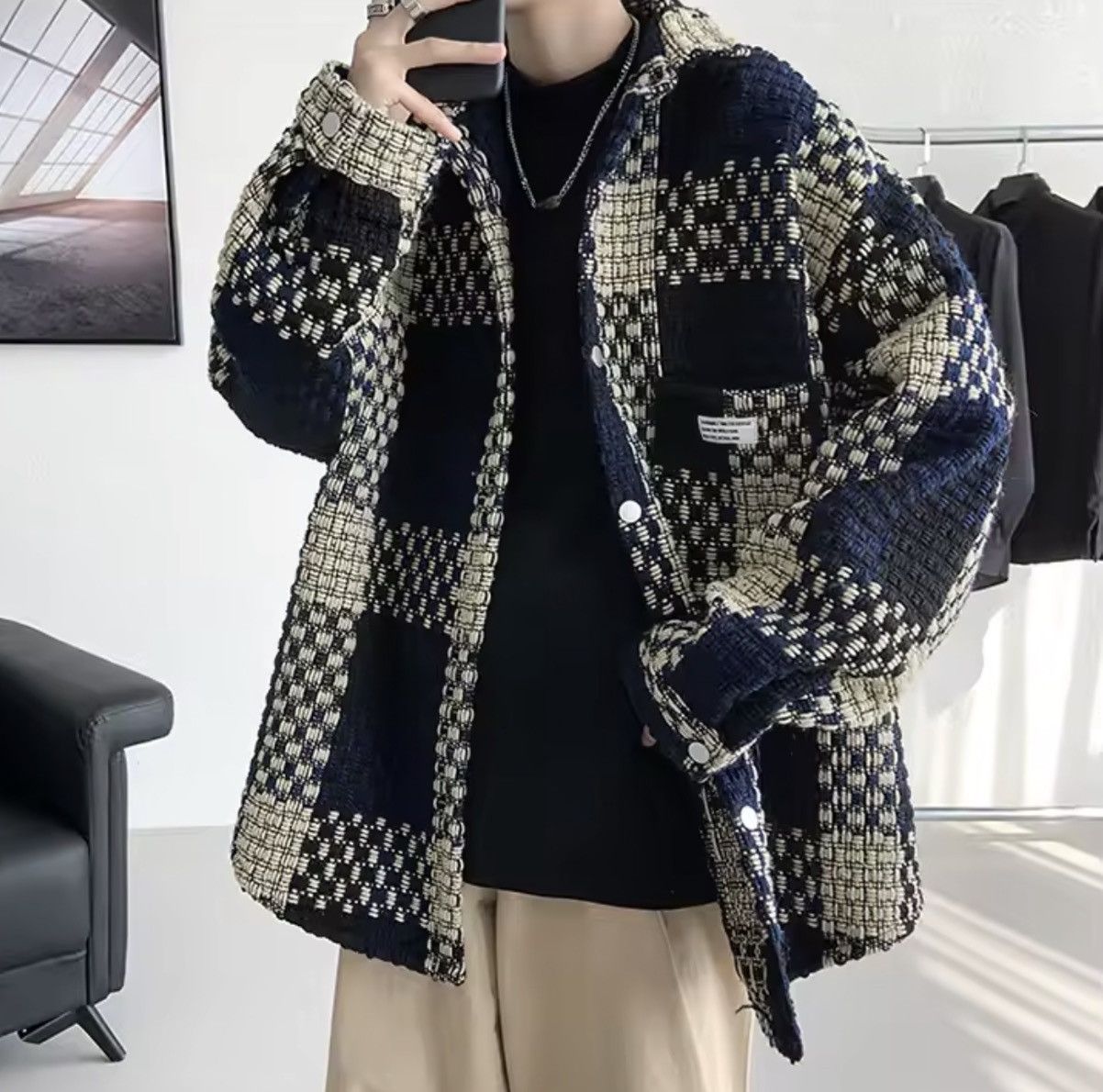 Japanese Brand Casual Plaid Knit Jaet Size US XXL / EU 58 / 5 - 2 Thumbnail