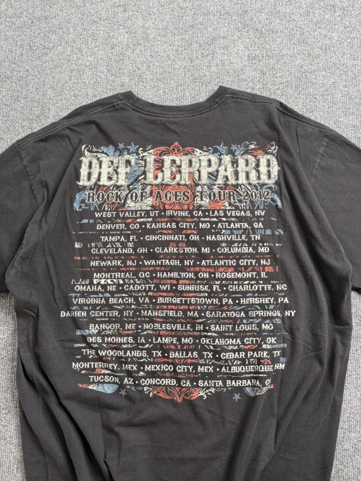 Hanes 2012 Def Leppard Rock of Ages Tour Band Tee Shirt Black 2XL Size US XXL / EU 58 / 5 - 5 Thumbnail