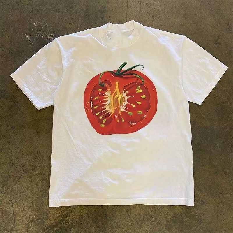 Japanese Brand White casual retro tomato print cotton t-shirt Size US M / EU 48-50 / 2 - 1 Thumbnail