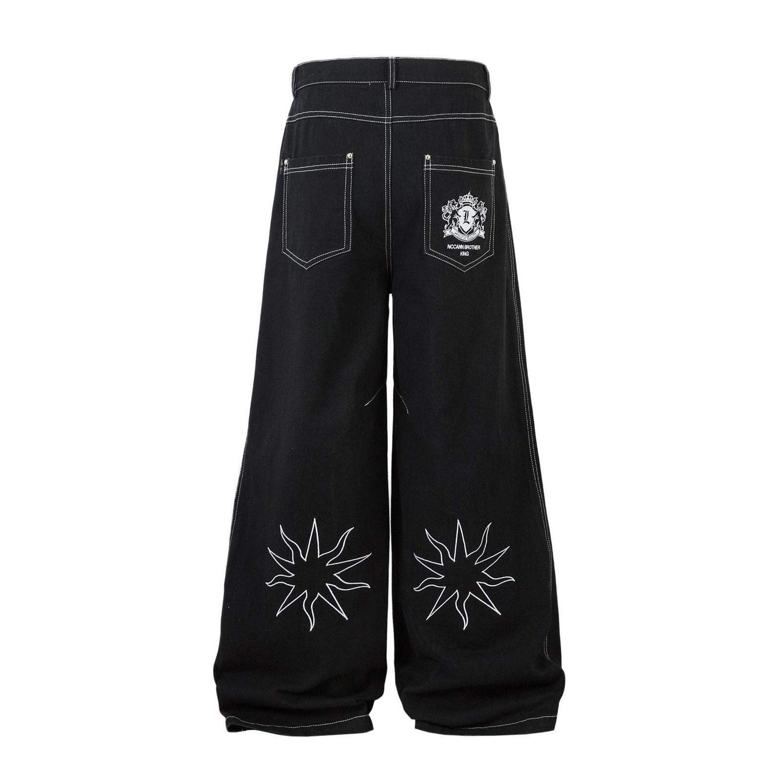 Japanese Brand Black Embroidered Wide-Leg Denim - Celestial Dragon Size US 32 / EU 48 - 3 Thumbnail