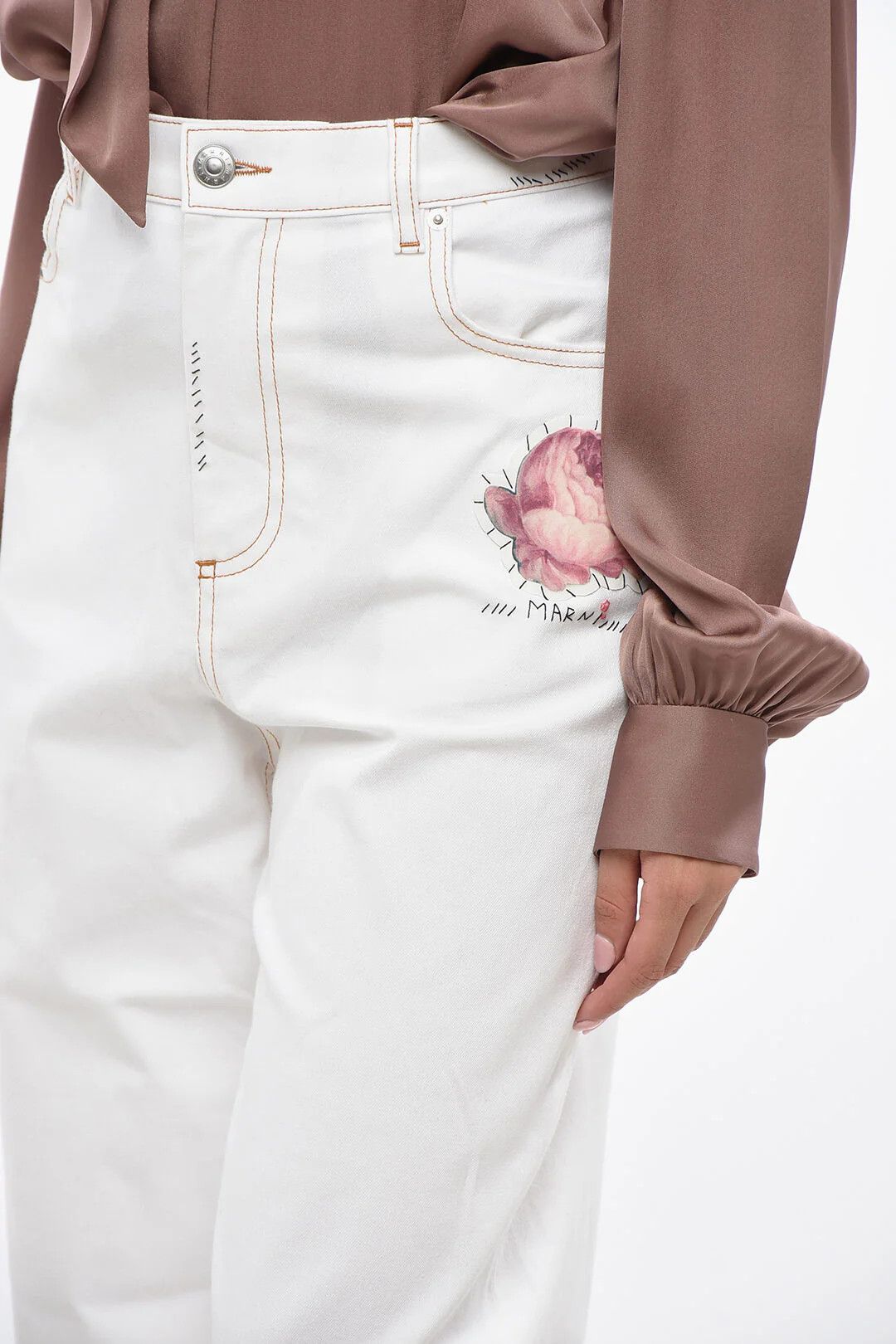 Marni og1mm0326 5-Pocket Wide-Leg Pant in White Size 28" / US 6 / IT 42 - 2 Thumbnail