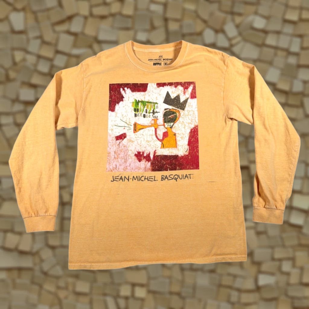 Ripple Junction Jean Michel Basquiat Shirt Adult MEDIUM Brown Jazz Music Trumpet Long Sleeve Art Size US M / EU 48-50 / 2 - 1 Thumbnail
