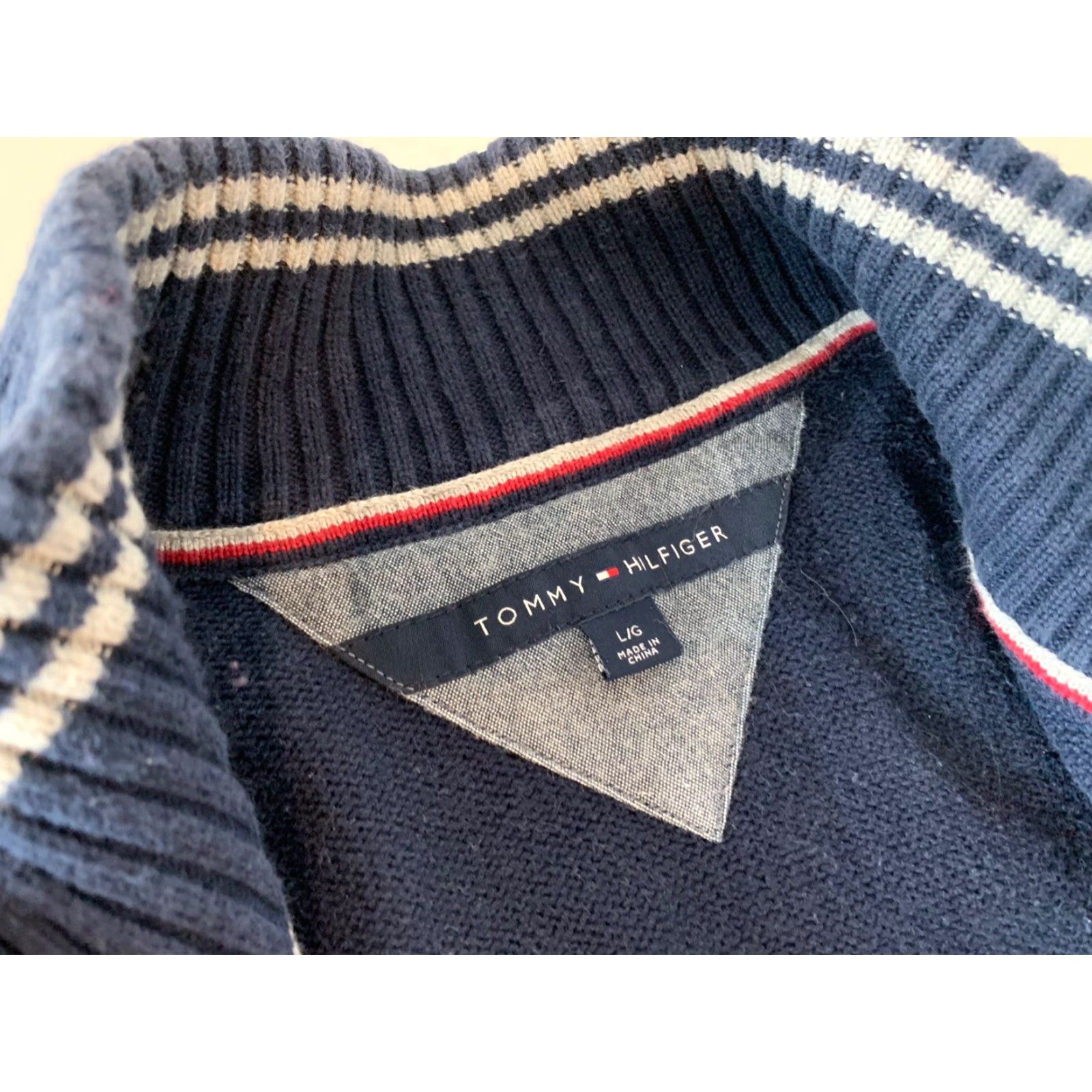 Tommy Hilfiger TOMMY HILFIGER Box Logo Gull Zip Knit Cotton Sweater Blue Men's Large Size US L / EU 52-54 / 3 - 2 Thumbnail