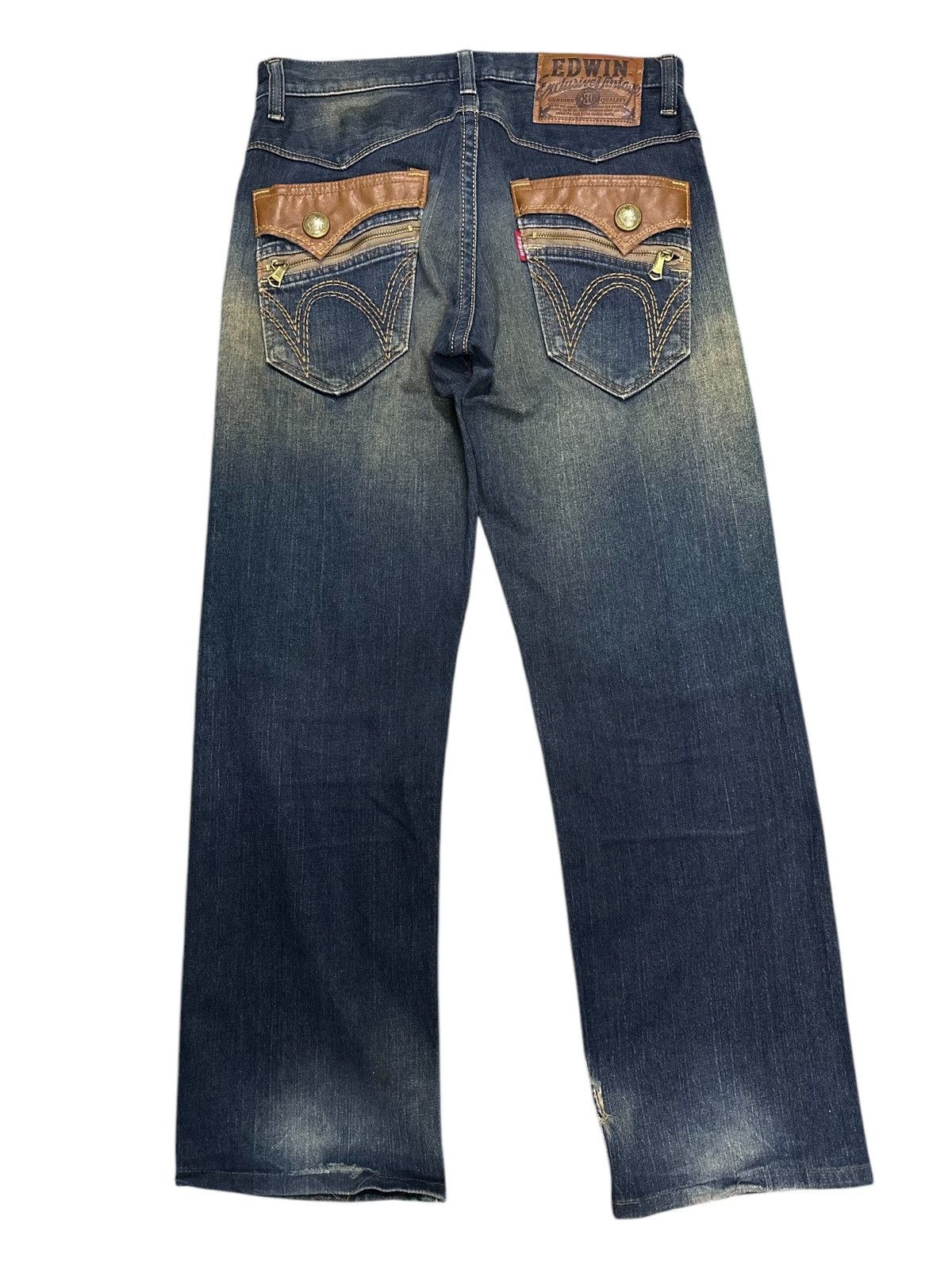 Kapital 💥Edwin💥 Distress Denim Exclusive Vintage Zipper Rare Pocket💥 Size US 32 / EU 48 - 2 Thumbnail