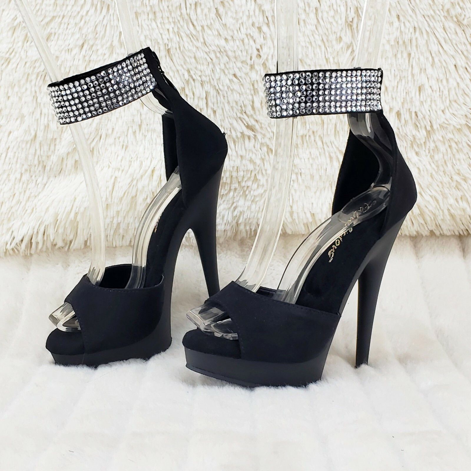 Other Sultry 625 Black Faux Suede 6" High Heels Platform Sandal Sh Size US 11 / IT 41 - 7 Thumbnail