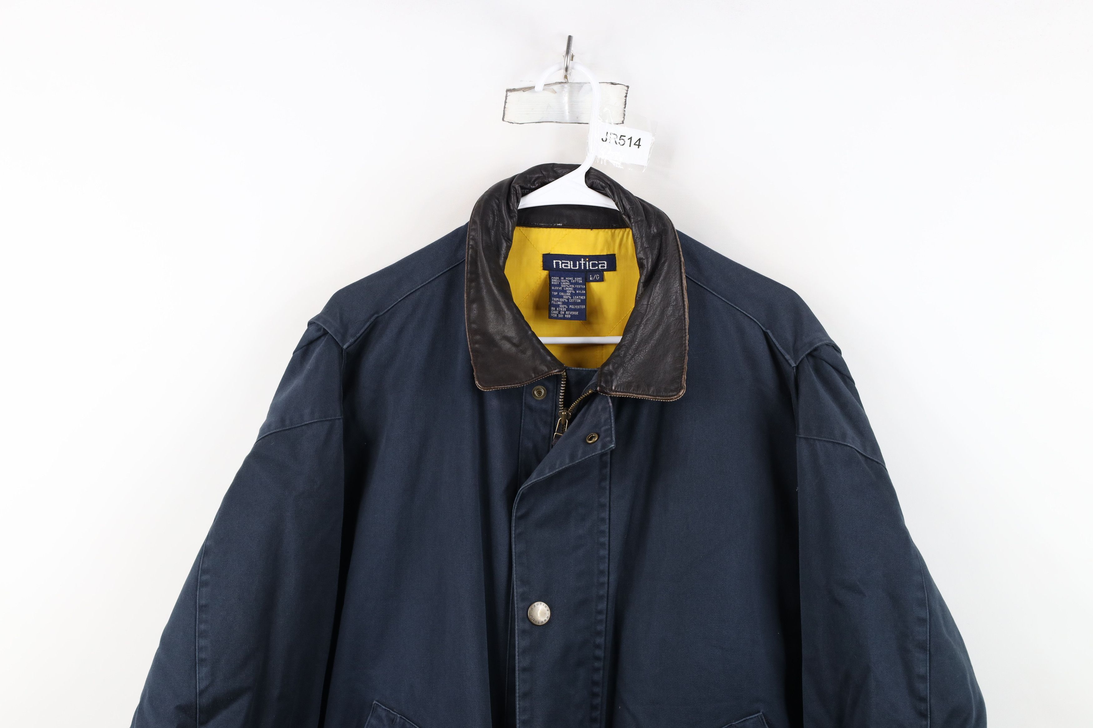 Nautica Vintage 90s Nautica Quilted Leather Collar Chore Barn Jacket Size US L / EU 52-54 / 3 - 2 Thumbnail