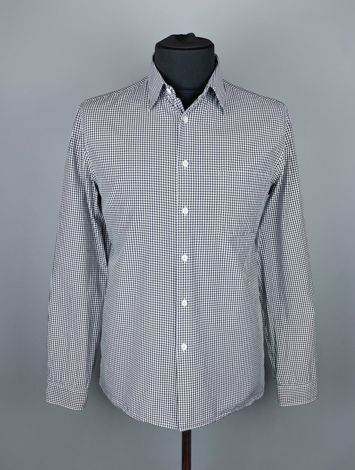 Prada Men’s PRADA White Tab Gingham Check Long Sleeve Shirt Size M Size US M / EU 48-50 / 2 - 5 Thumbnail