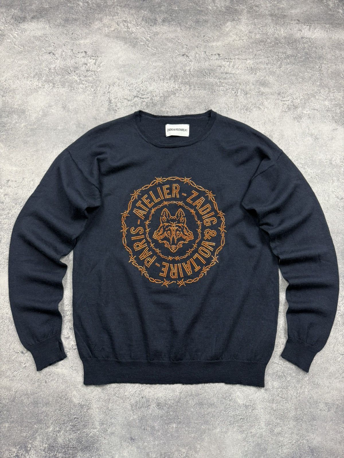 Zadig & Voltaire Zadiq & Voltaire Sweater Navy Jumper Big Logo Streetwear Size US M / EU 48-50 / 2 - 2 Thumbnail