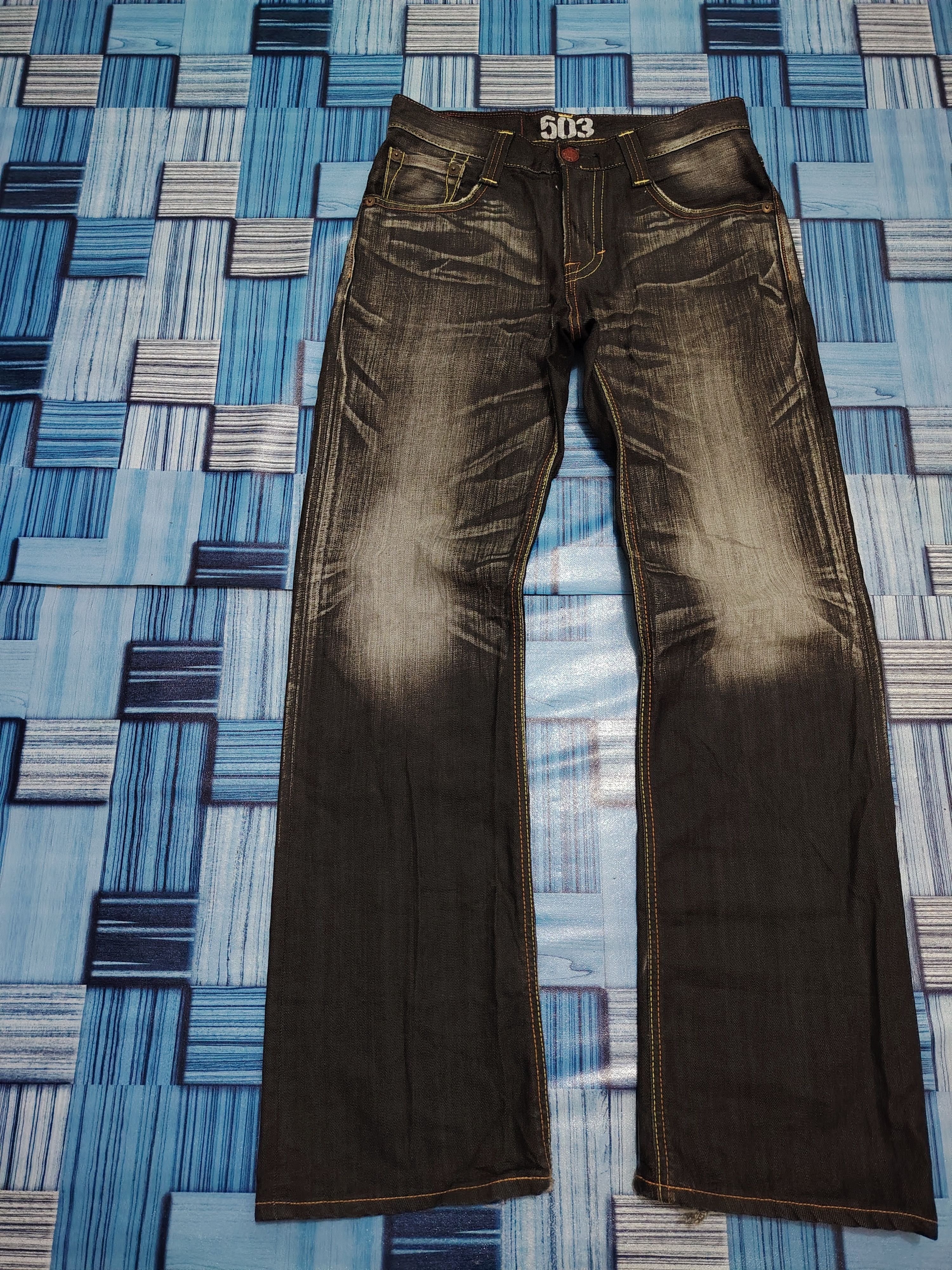 Edwin Japanese Edwin 503 Blue Trip Black Flared Jeans Size US 30 / EU 46 - 10 Thumbnail