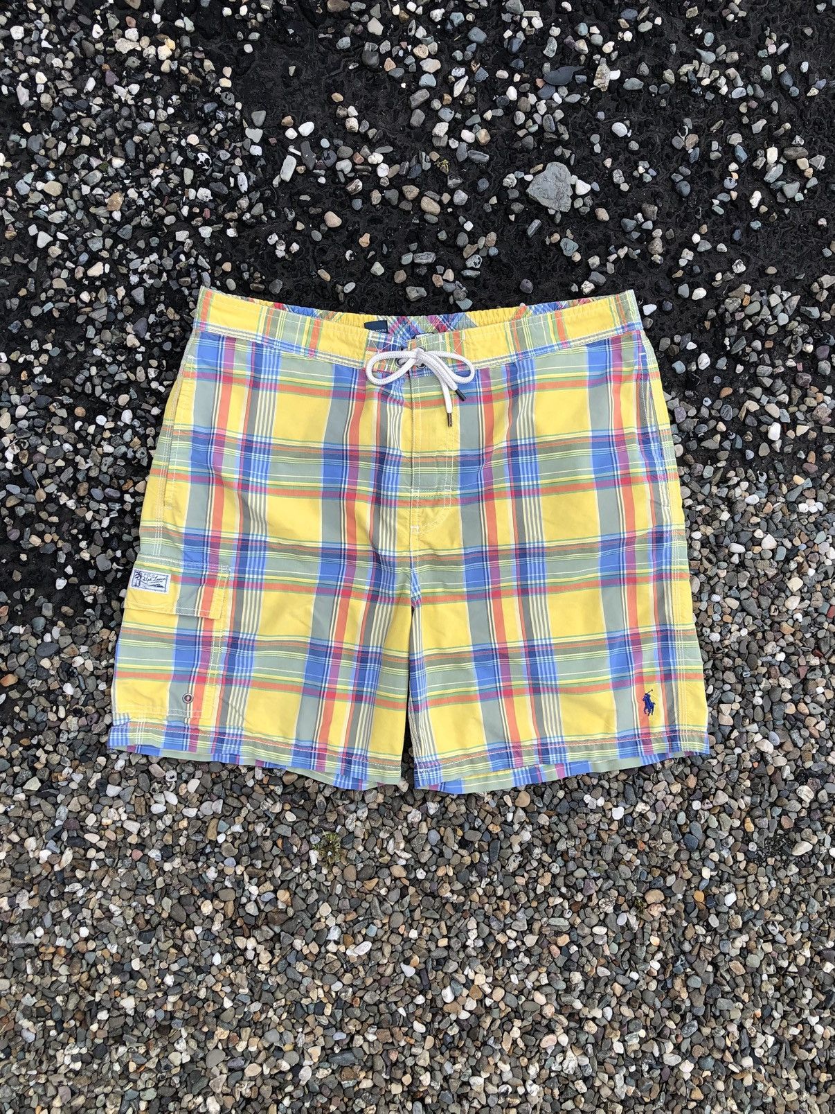 Polo Ralph Lauren Vintage Polo Ralph Lauren Plaid Cargo Pocket Swim Trunks Size US 34 / EU 50 - 1 Thumbnail