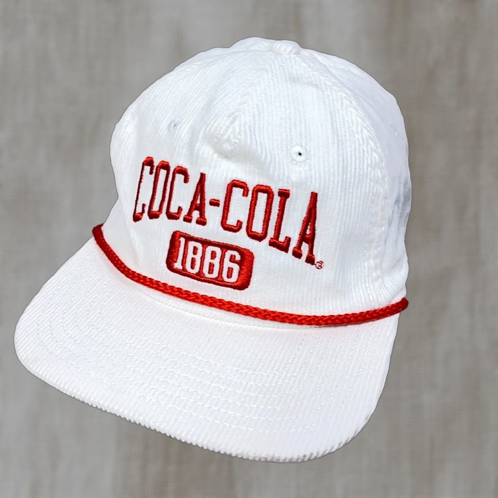 Vintage Coca Cola Hat Cap SnapBack White Red Corduroy Rope Trucker Soda Adult Retro Size ONE SIZE - 1 Thumbnail