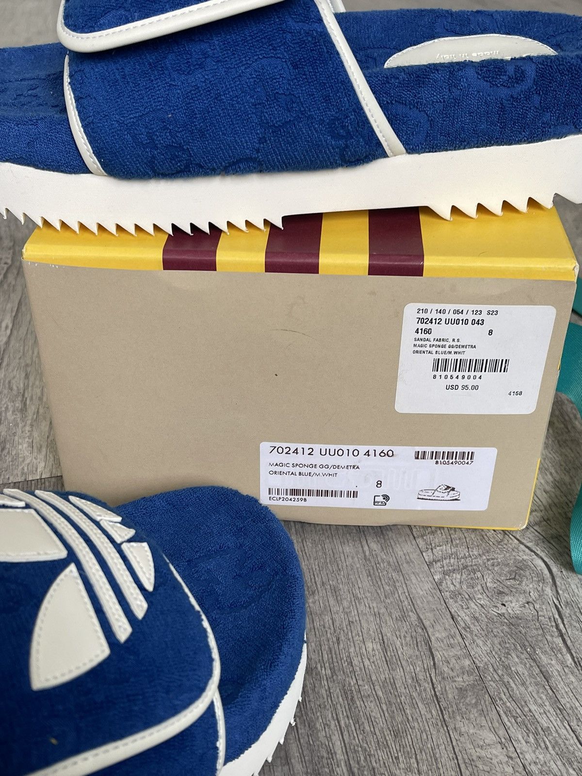 Adidas × Gucci Gucci X Adidas Slides Blue Size US 8 / EU 41 - 8 Thumbnail