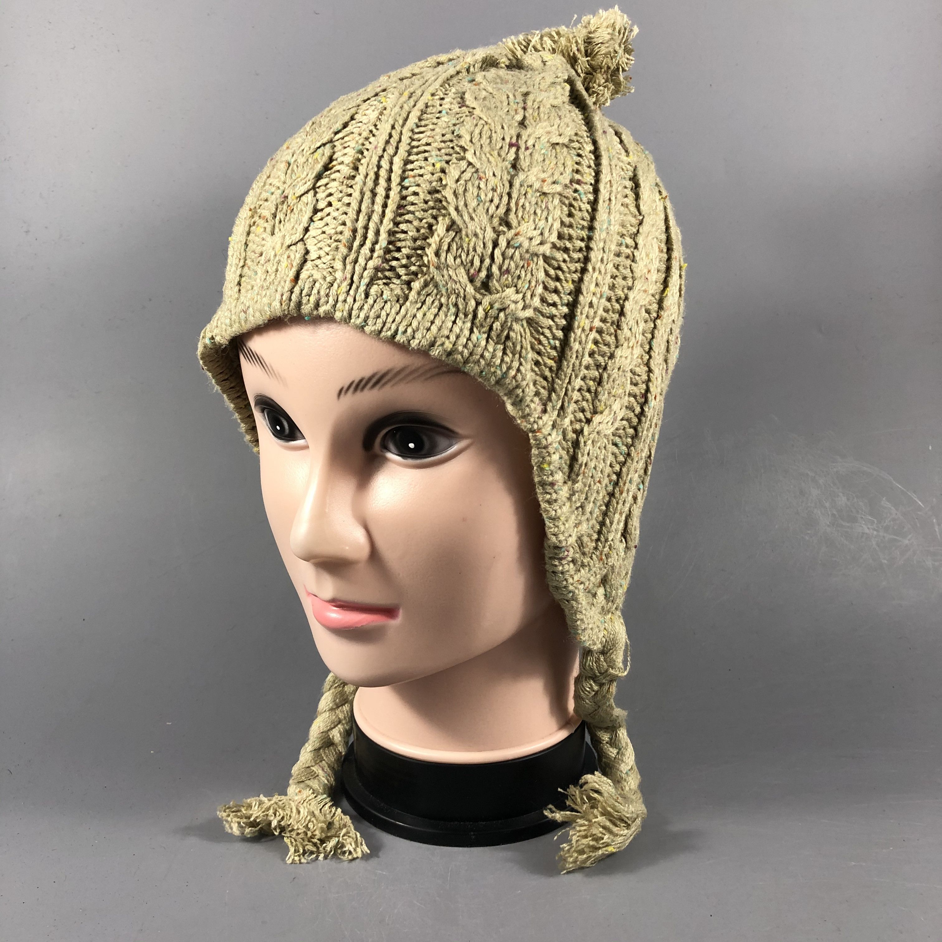 Japanese Brand Japanese Brand Cable Knit Earflap Beanie Snowcap Size ONE SIZE - 2 Thumbnail