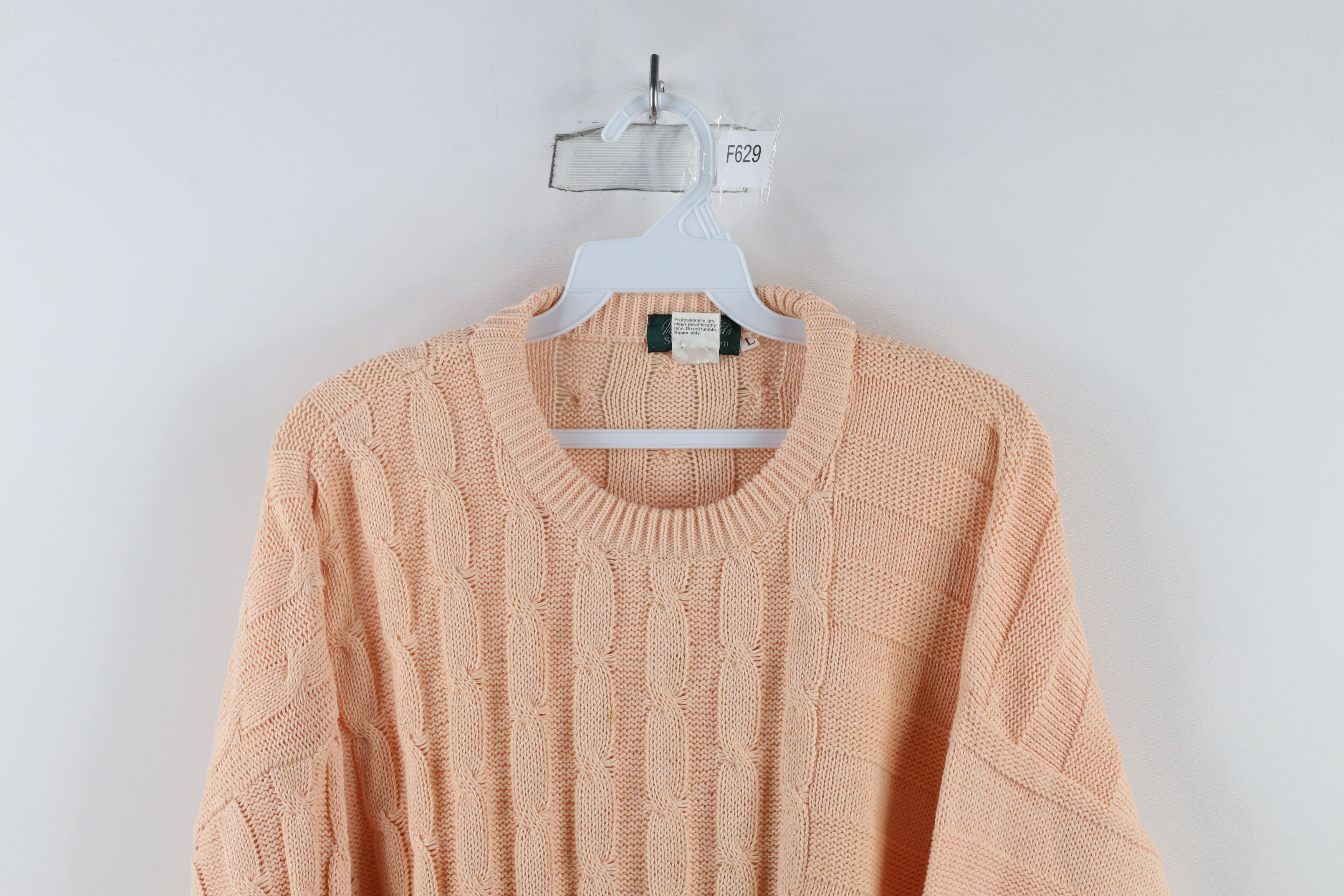 Vintage Vintage 90s Streetwear Chunky Cable Knit Sweater Pink Cotton Size US M / EU 48-50 / 2 - 2 Thumbnail