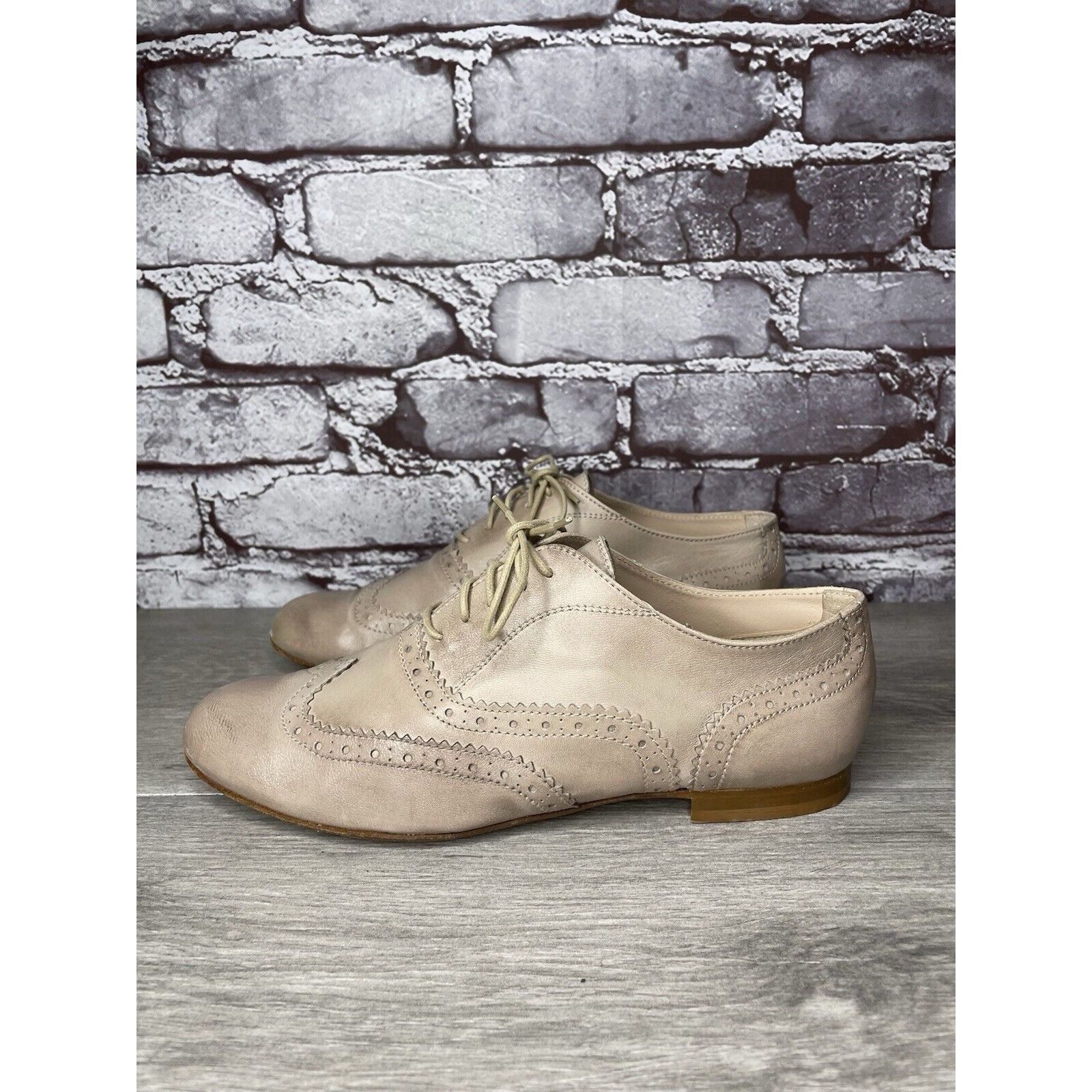 Other Garnet Hill Taupe Nude Felisa Soft Oxfords Wing Tip Shoes Wo Size US 7 / IT 37 - 14 Thumbnail