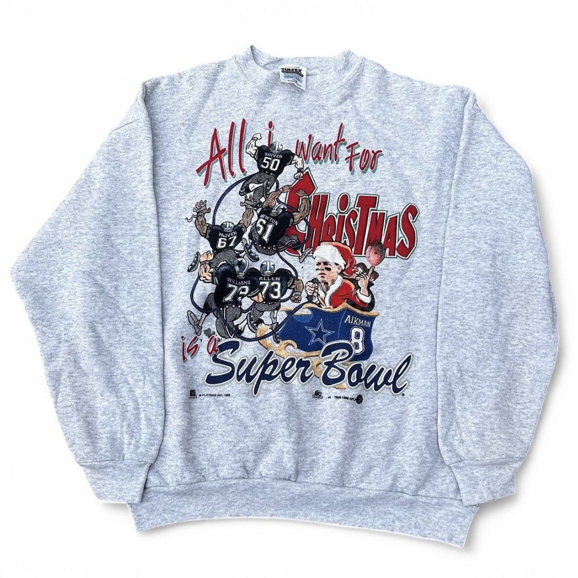 Tultex × Vintage Dallas Cowboys Christmas Super Bowl NFL Gray Sweatshirt Sz L Size US L / EU 52-54 / 3 - 1 Thumbnail