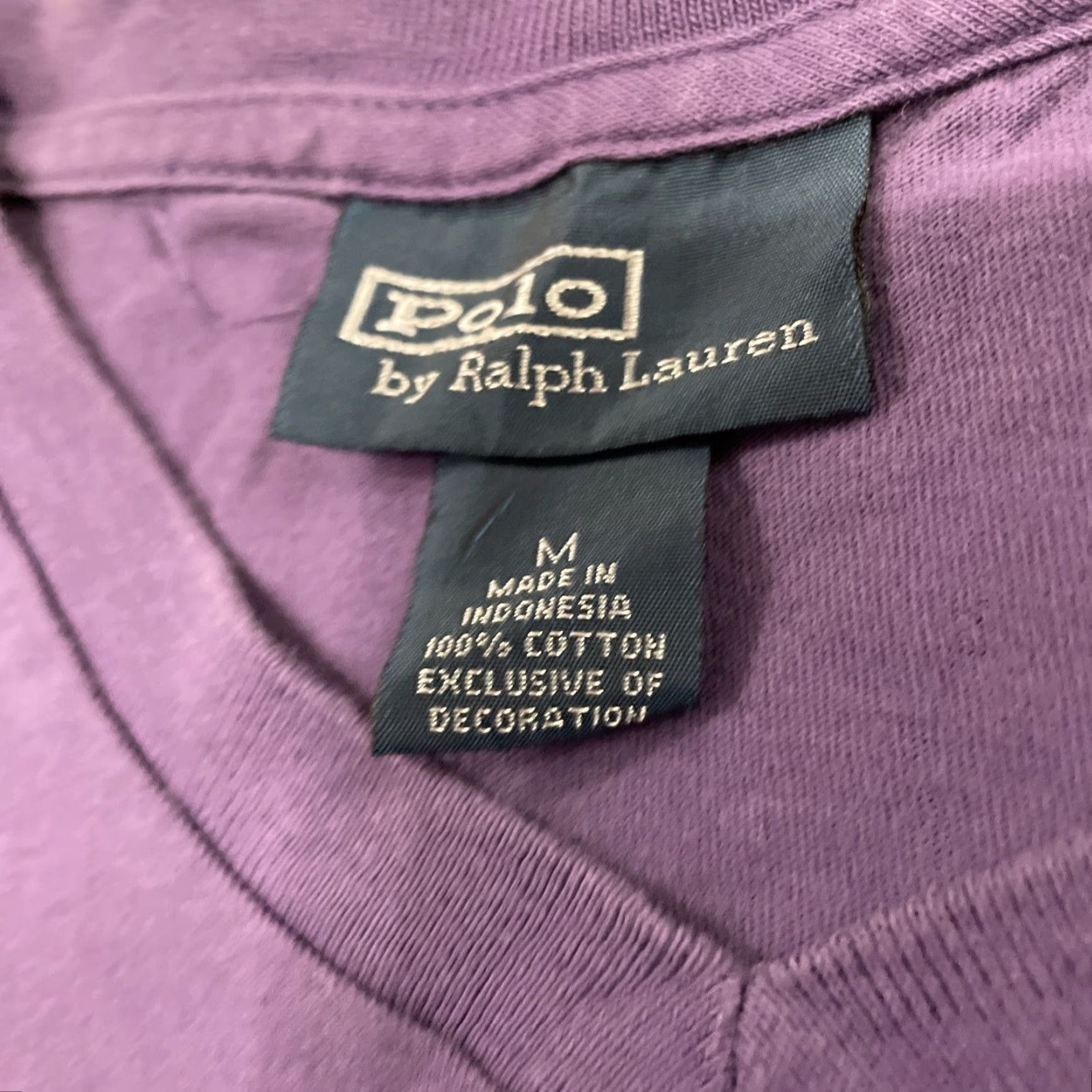 Polo Ralph Lauren VINTAGE POLO RALPH LAUREN Shirt Men L Purple V Tee 90s Single Stitch Polo Ralph Lauren Logo Embroidered Old Money Purple V-Neck T-Shirt Mens L Size US L / EU 52-54 / 3 - 7 Thumbnail