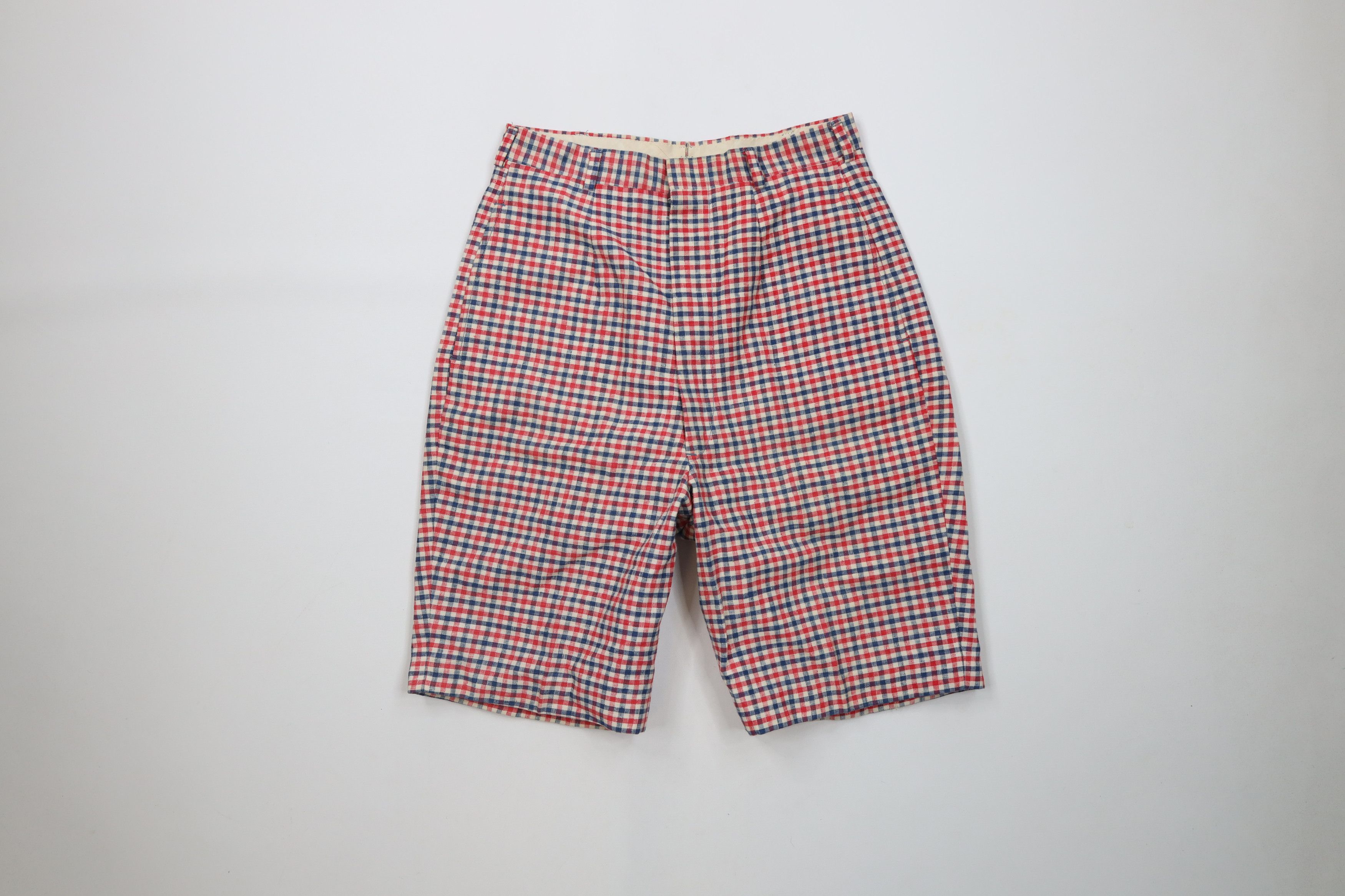 Vintage Vintage 50s 60s Bermuda Chino Shorts Gingham Plaid USA Size 26" / US 2 / IT 38 - 1 Thumbnail
