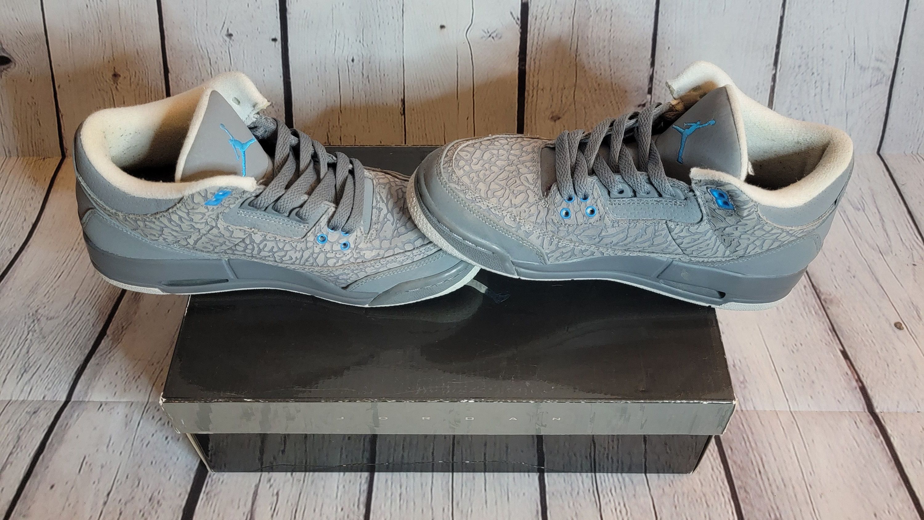 image of Air Jordan 3 Retro Gs 'cool Grey Blue Glow' Shoes in Cool Grey/Blue Glow/Neutral Grey (Size 5)