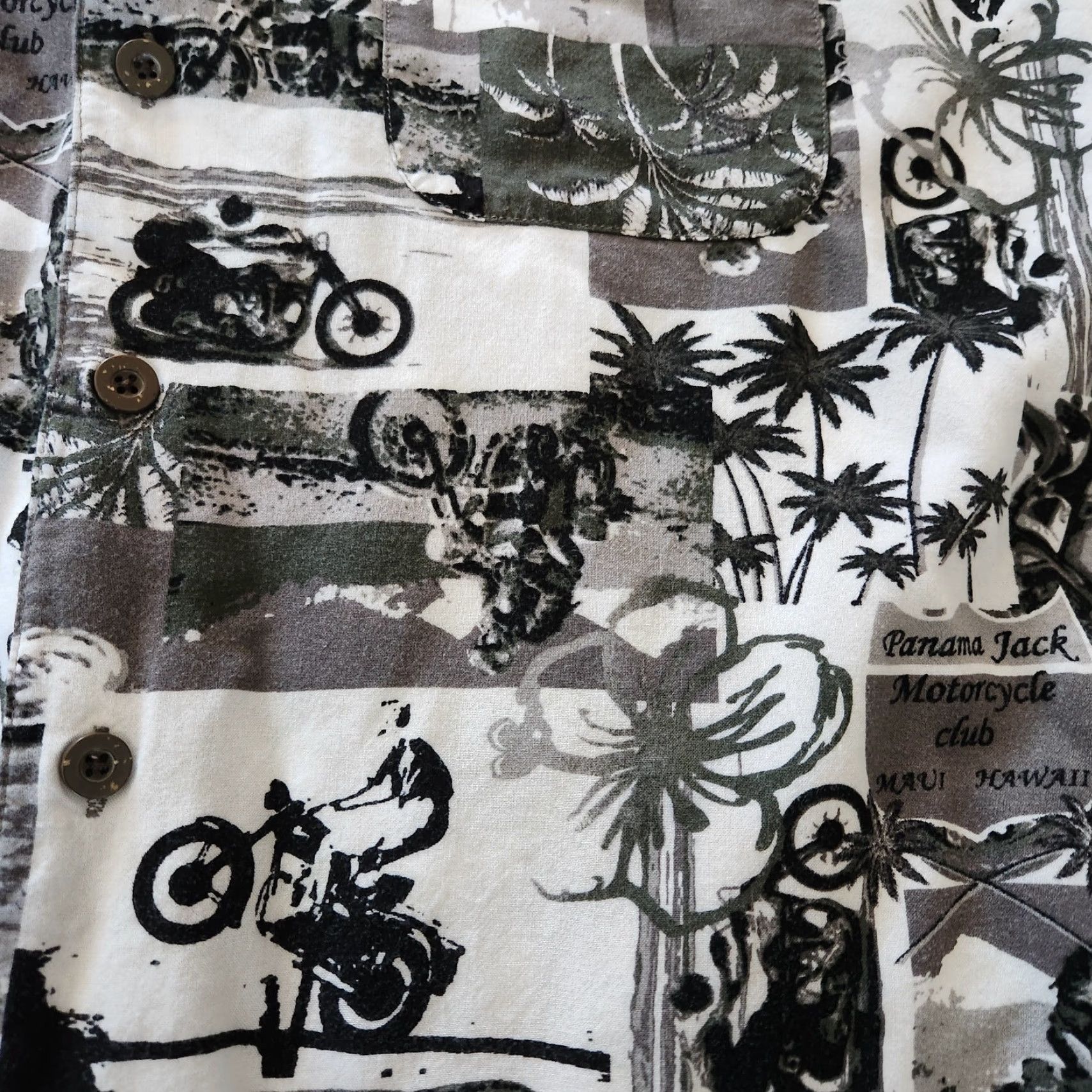 Panama Jack Panama Jack Shirt Mens XL White Black Short Sleeve Button-Up Hawaiian Motorcycle Beach Hawiian Bike Shirt Size US L / EU 52-54 / 3 - 2 Thumbnail