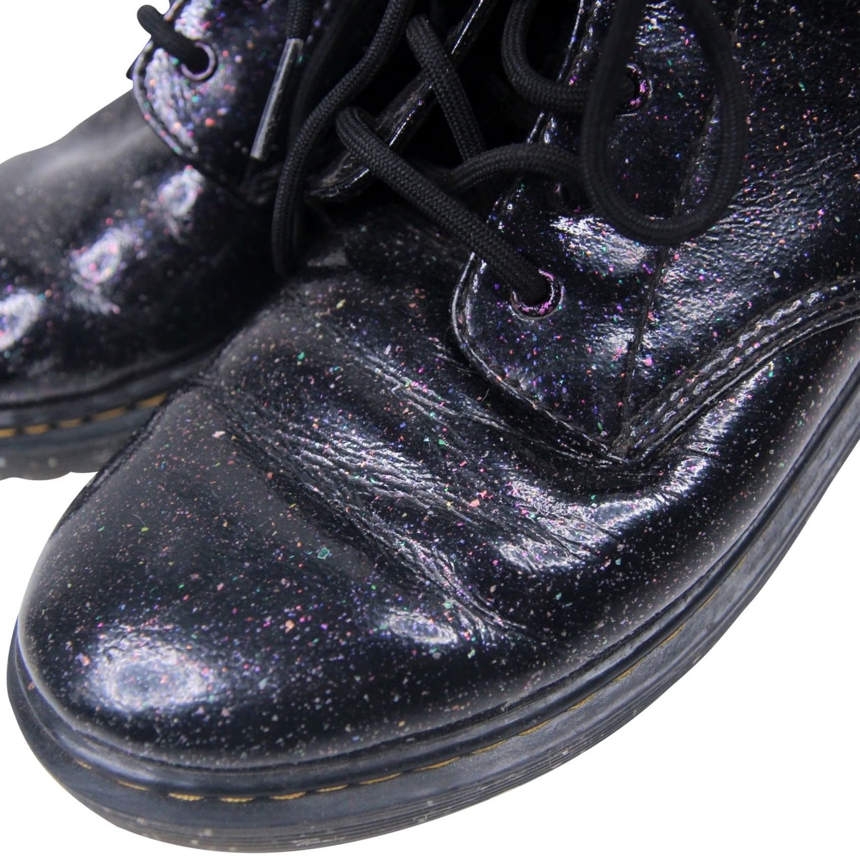 Dr. Martens VINTAGE Dr. Martens Glitter Sparkle Combat Boots Black Womens 7 Boots 9/10 1460 Women Size US 7 / IT 37 - 4 Thumbnail