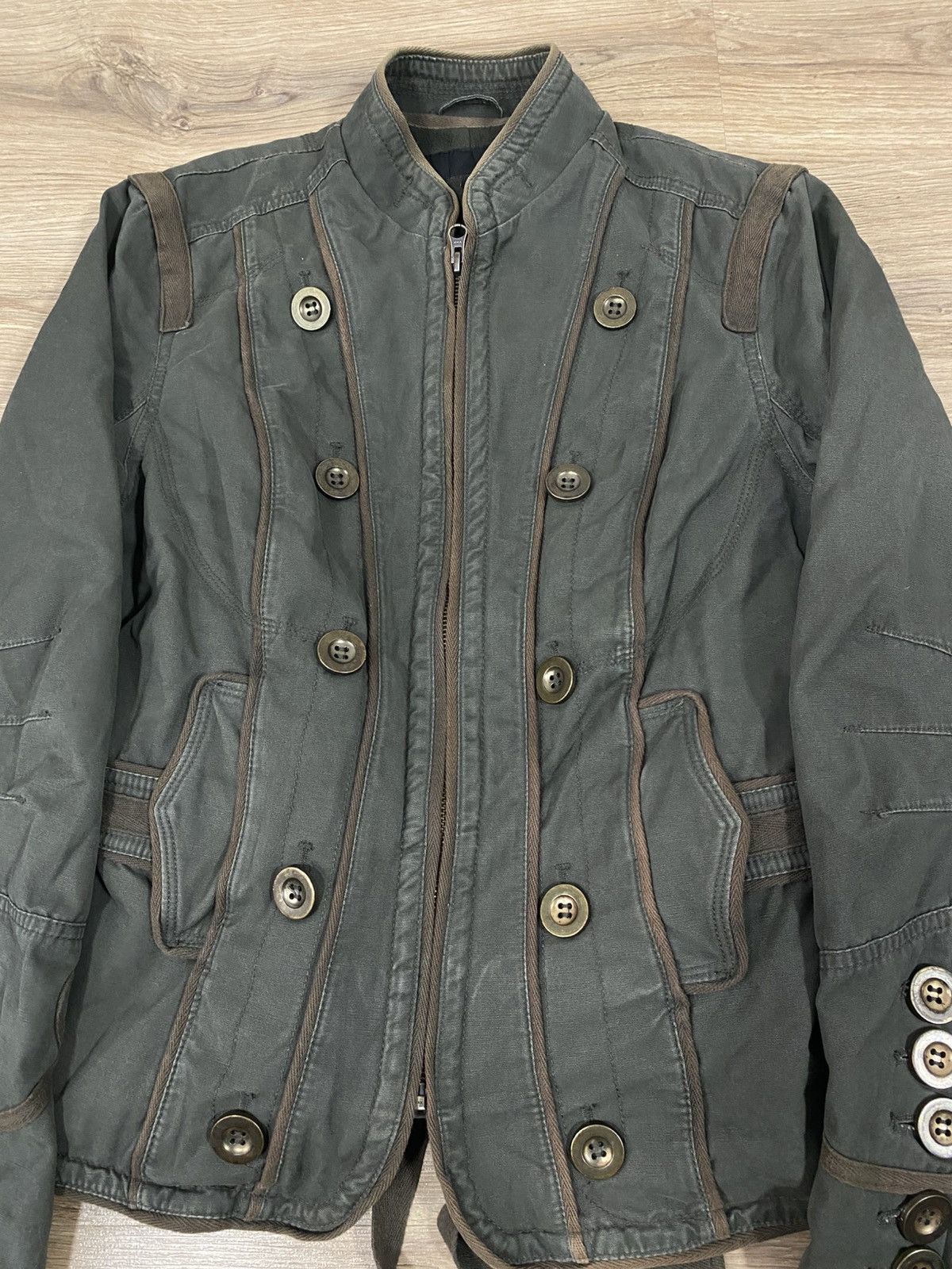 Hedi Slimane Vintage military olive green Napoleon Jacket Balmain Style Size XL / US 12-14 / IT 48-50 - 4 Thumbnail