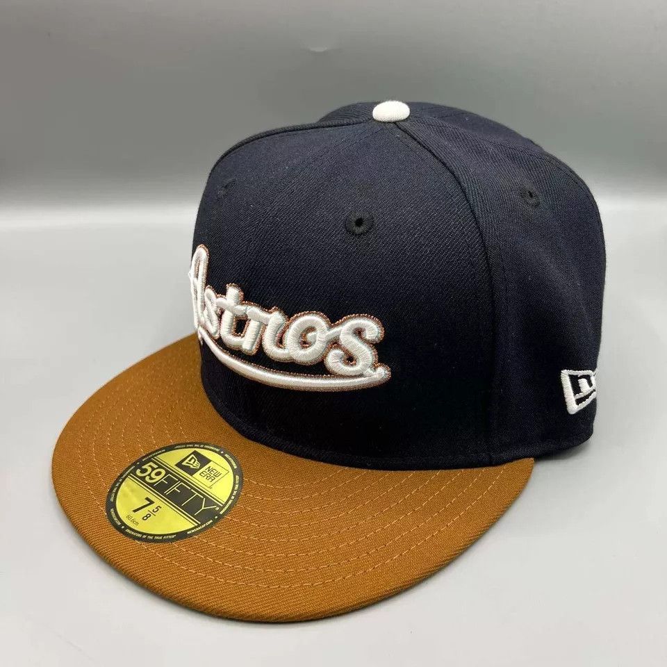 New Era Houston Astros Hat Men 7 5/8 59Fifty New Era MLB Fitted Cap Size ONE SIZE - 4 Thumbnail