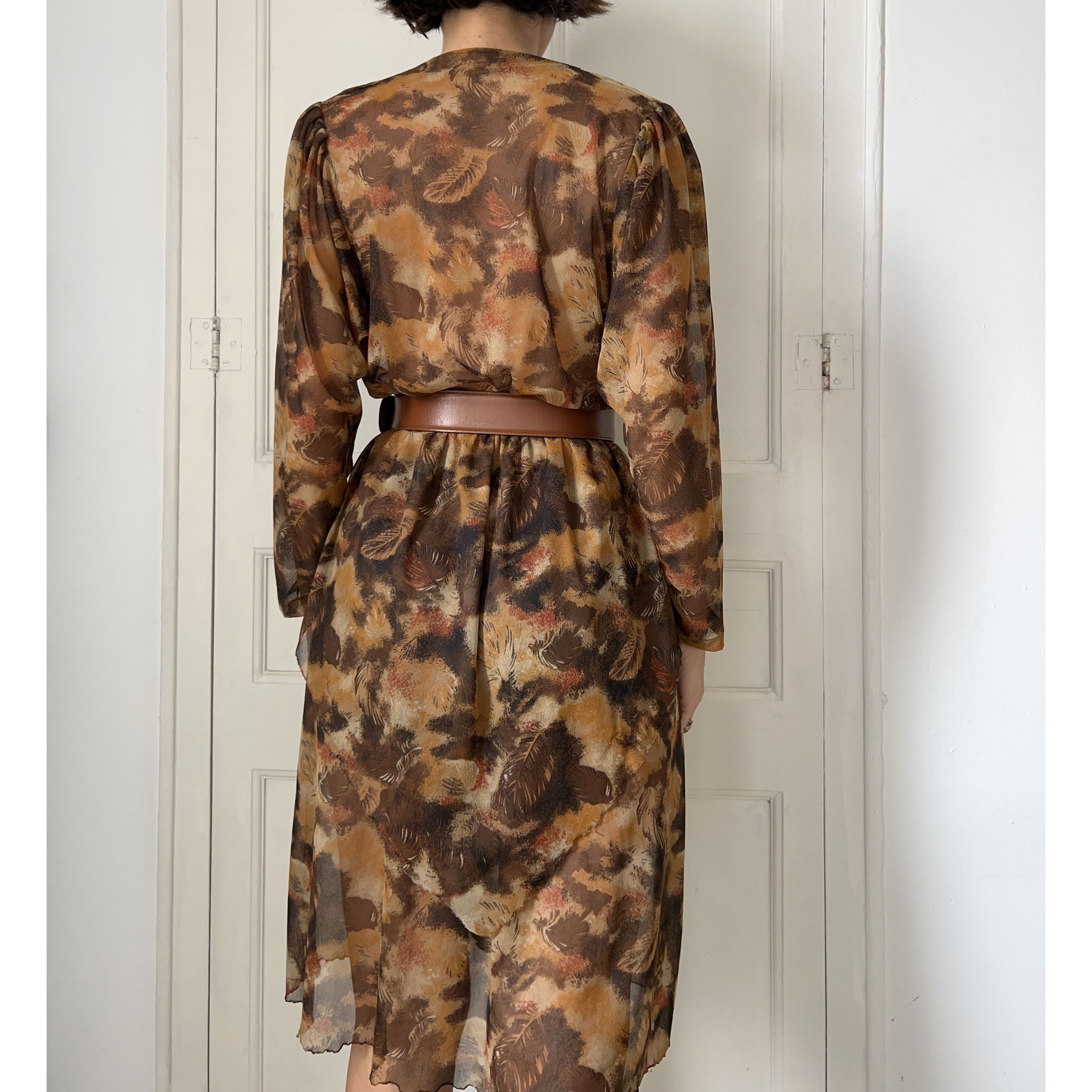 Vintage Vintage 80s Sheer Cowl Neck Dress Size L / US 10 / IT 46 - 2 Thumbnail