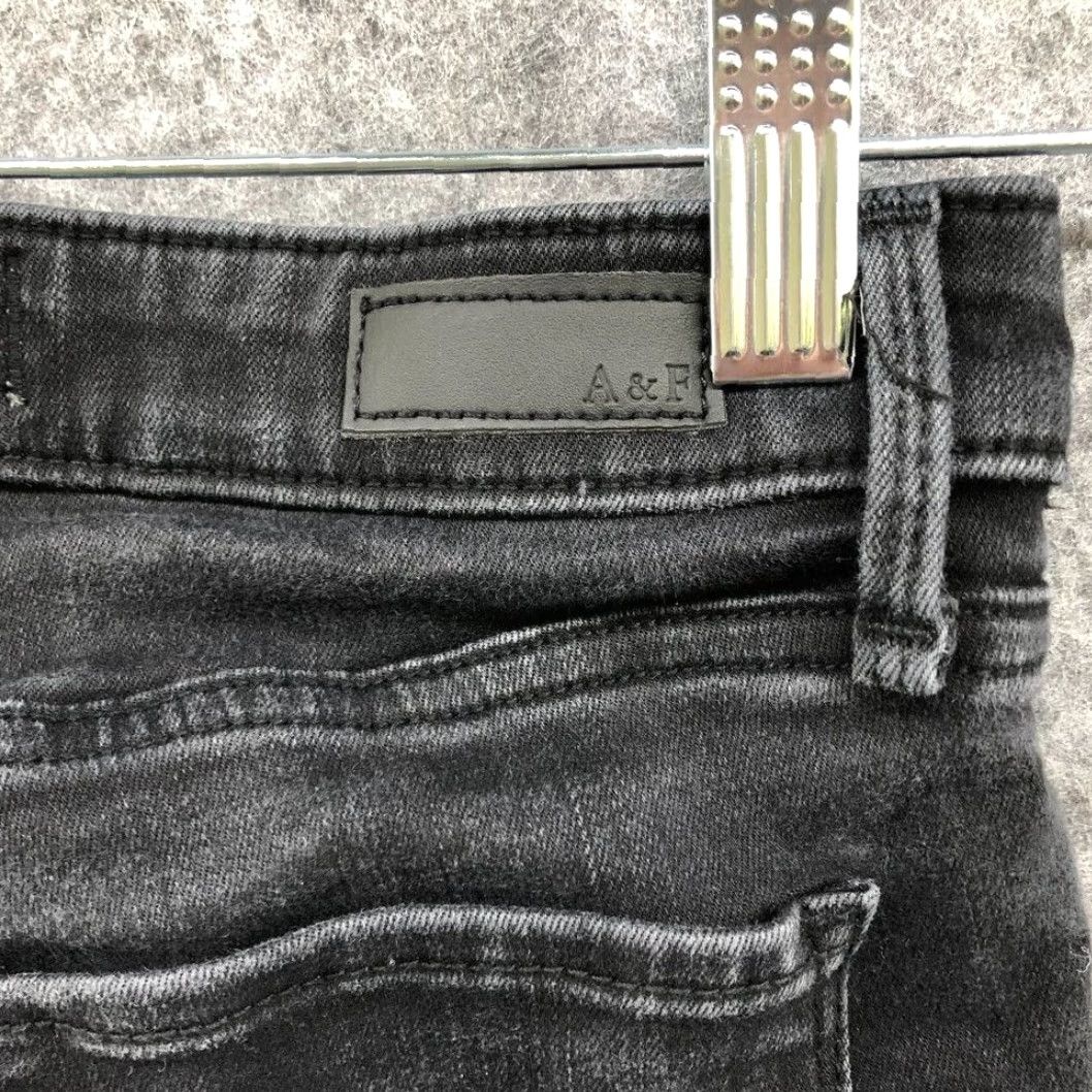 Abercrombie & Fitch Abercrombie & Fitch The Super Skinny Mid Rise Jeans Womens 2P 26 Black Denim Cotton Blend Zip Button Stretch Petite Short / 2S Small? Size 26" / US 2 / IT 38 - 6 Thumbnail
