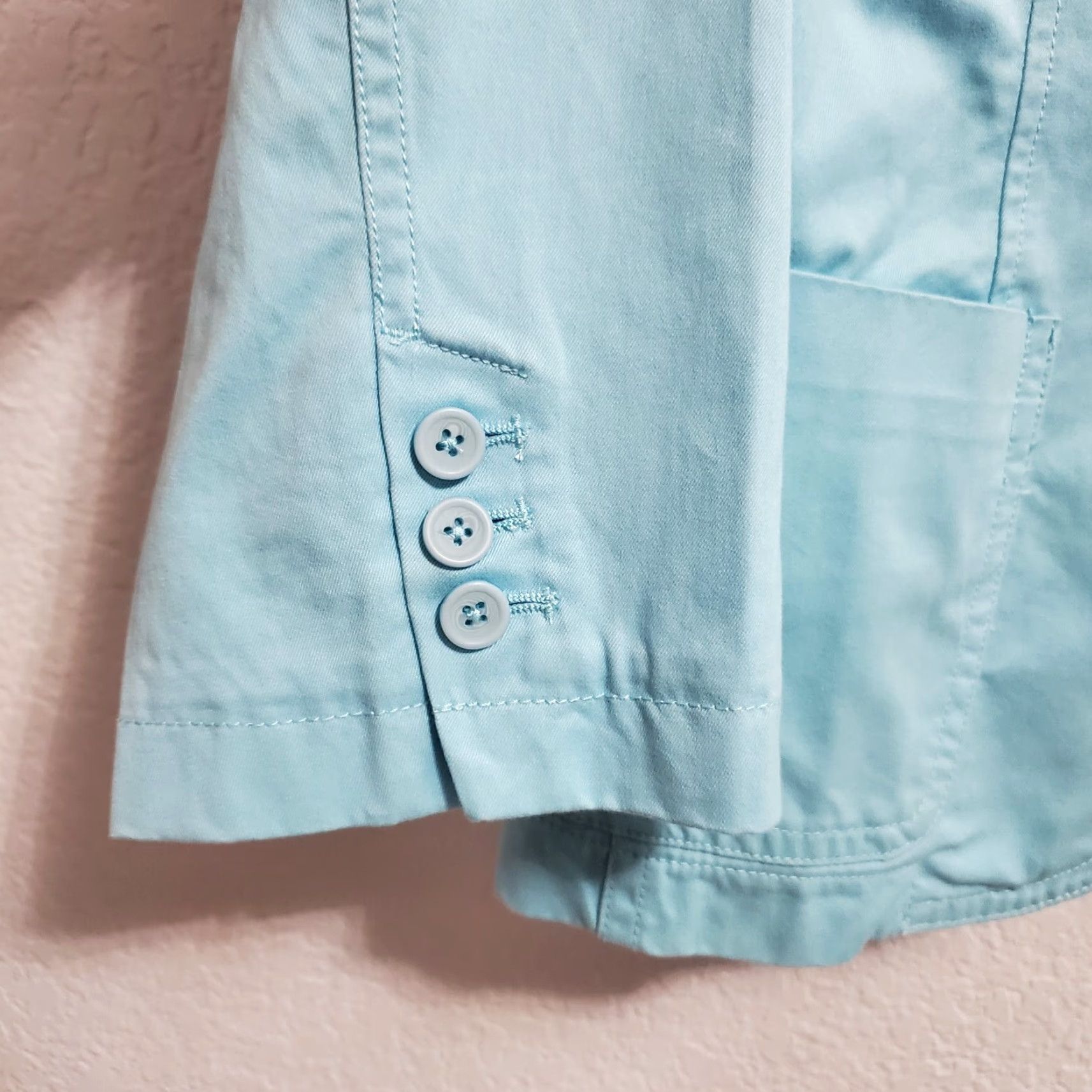 Vintage Garnet Hill Blazer Women 12 Light Blue Cotton One Button Pockets Academia Size XL / US 12-14 / IT 48-50 - 6 Thumbnail
