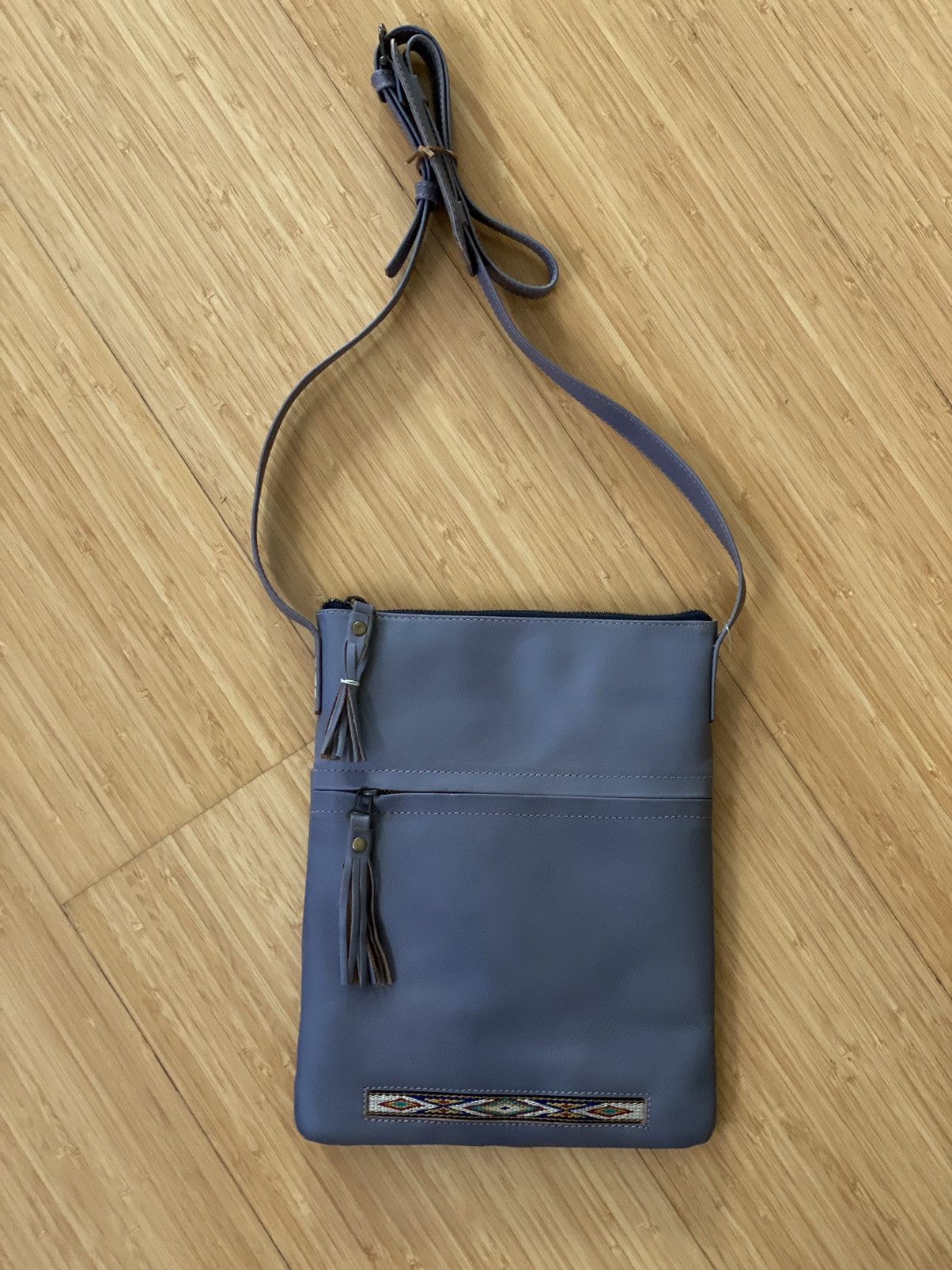 image of Waxed Leather Crossbody Bag in Grey, Women's