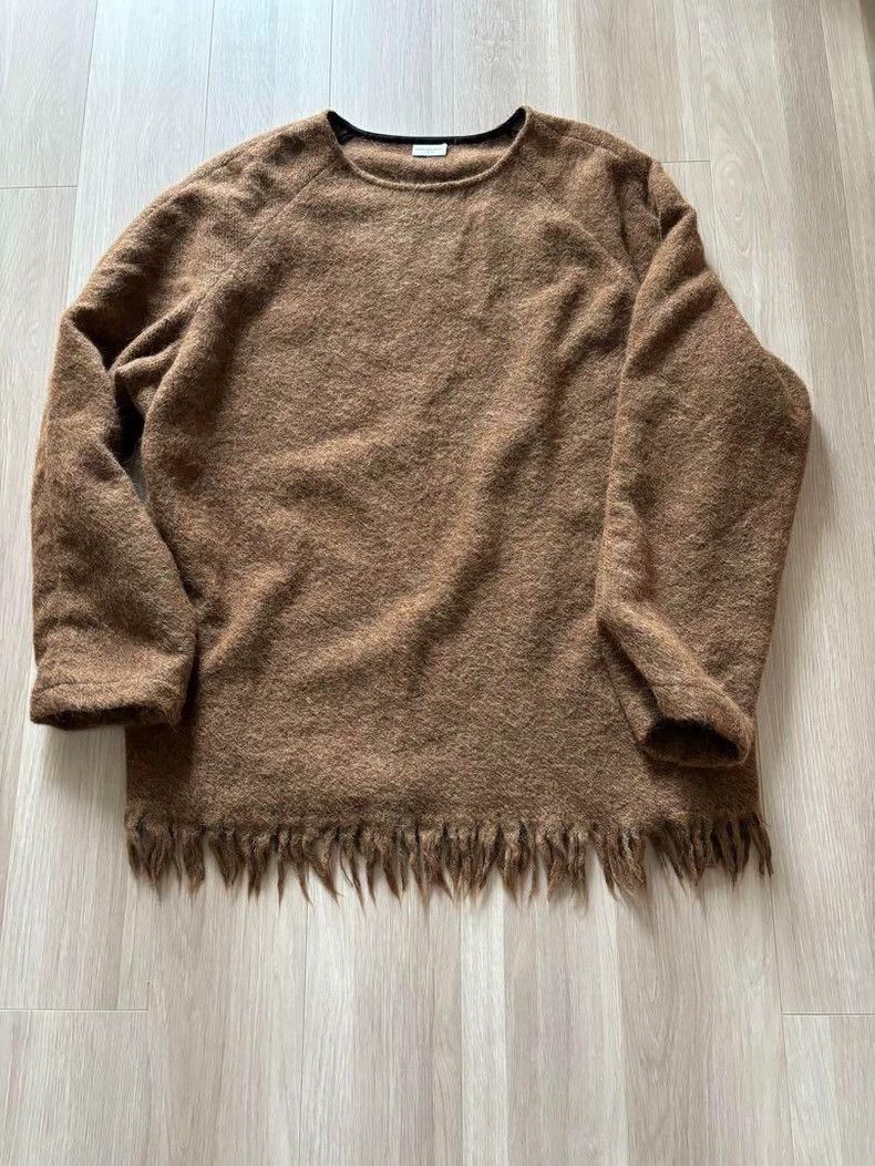 Dries Van Noten Dries Van Noten Brown fringed wool knitted sweater Size S / US 4 / IT 40 - 1 Thumbnail
