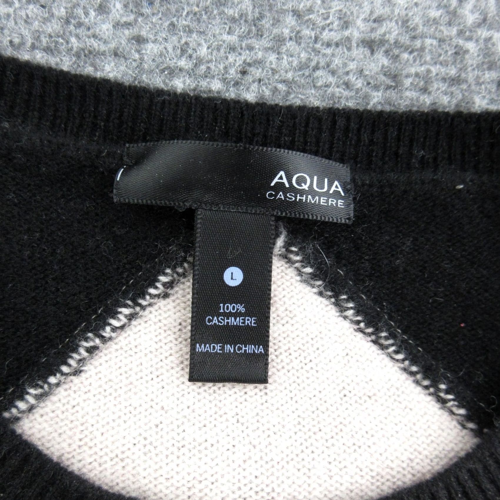 AQUA Aqua Cashmere Sweater Women Large Black Lace Crewneck Pullover | Classic Style Size L / US 10 / IT 46 - 5 Thumbnail