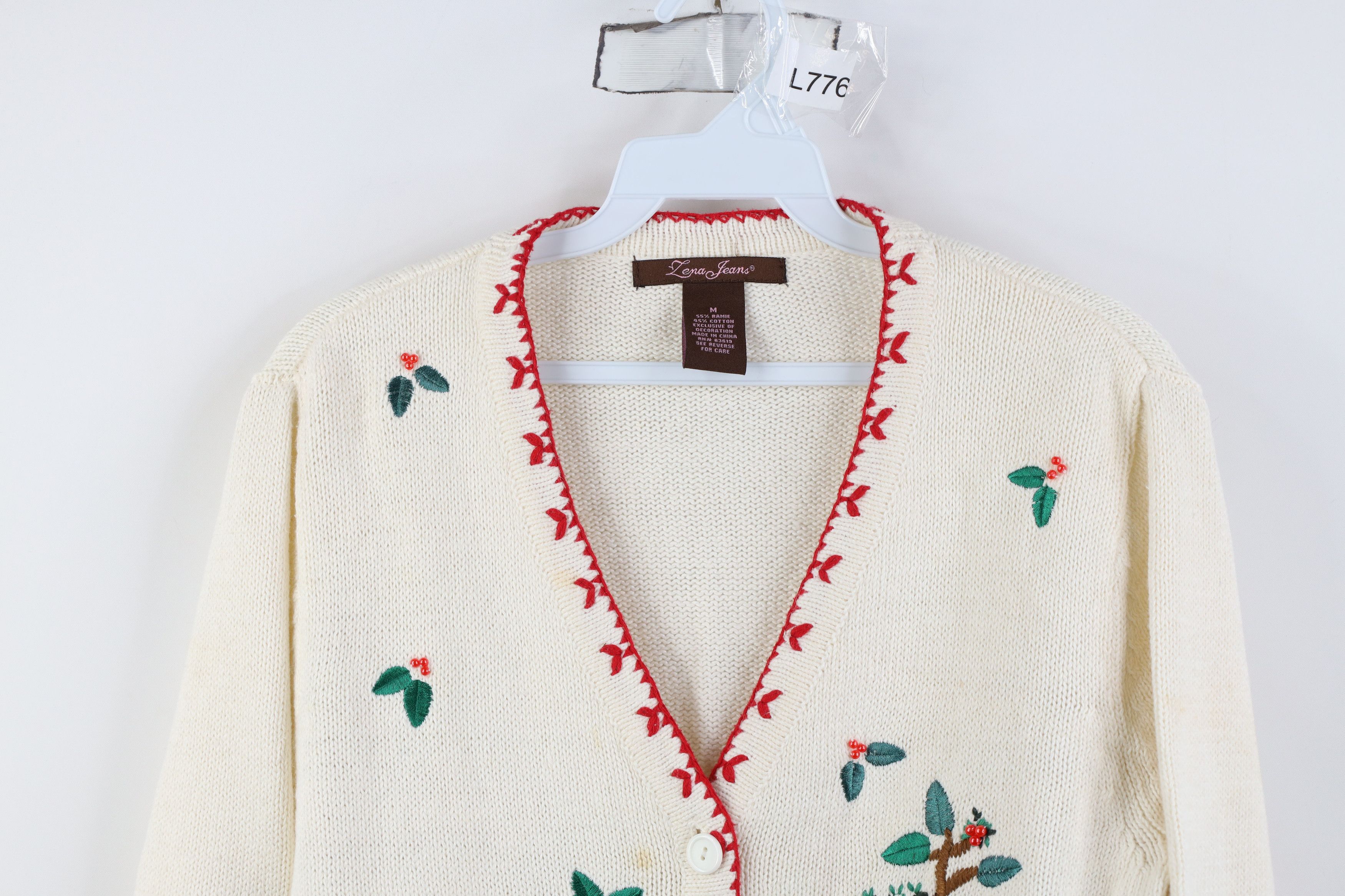 Vintage Vintage 90s Y2K Babydoll Nature Cardinal Bird Flower Sweater Size M / US 6-8 / IT 42-44 - 2 Thumbnail